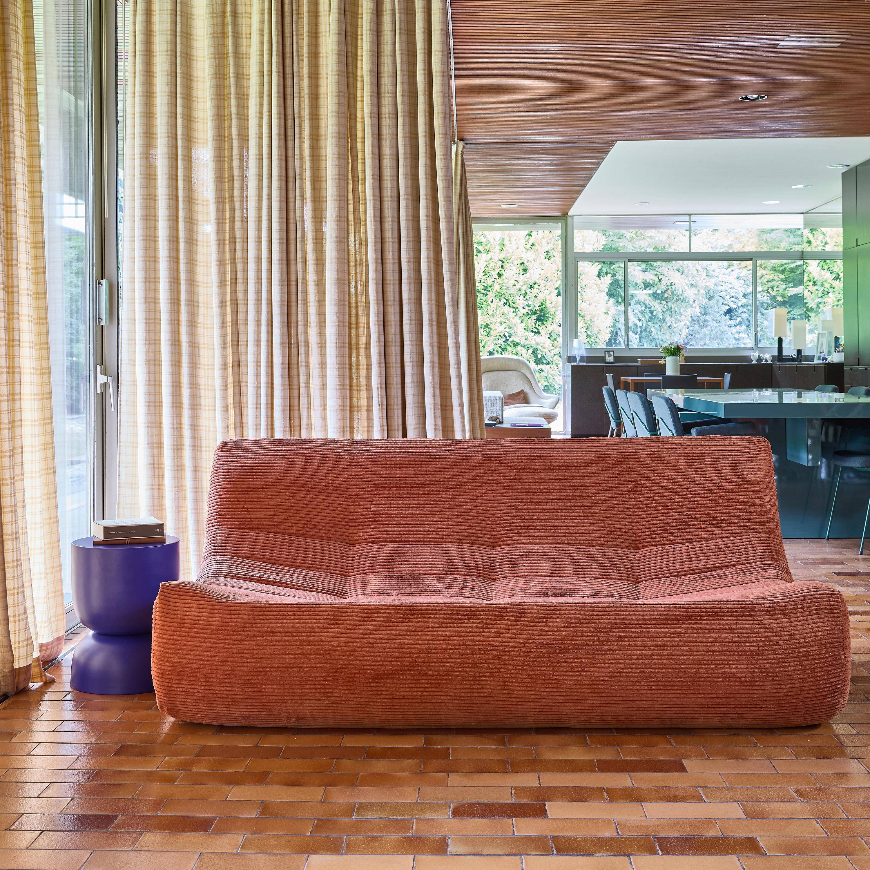 Sofá modular em veludo canelado, 3 lugares Terracota - 182x105x72 cm Photo1
