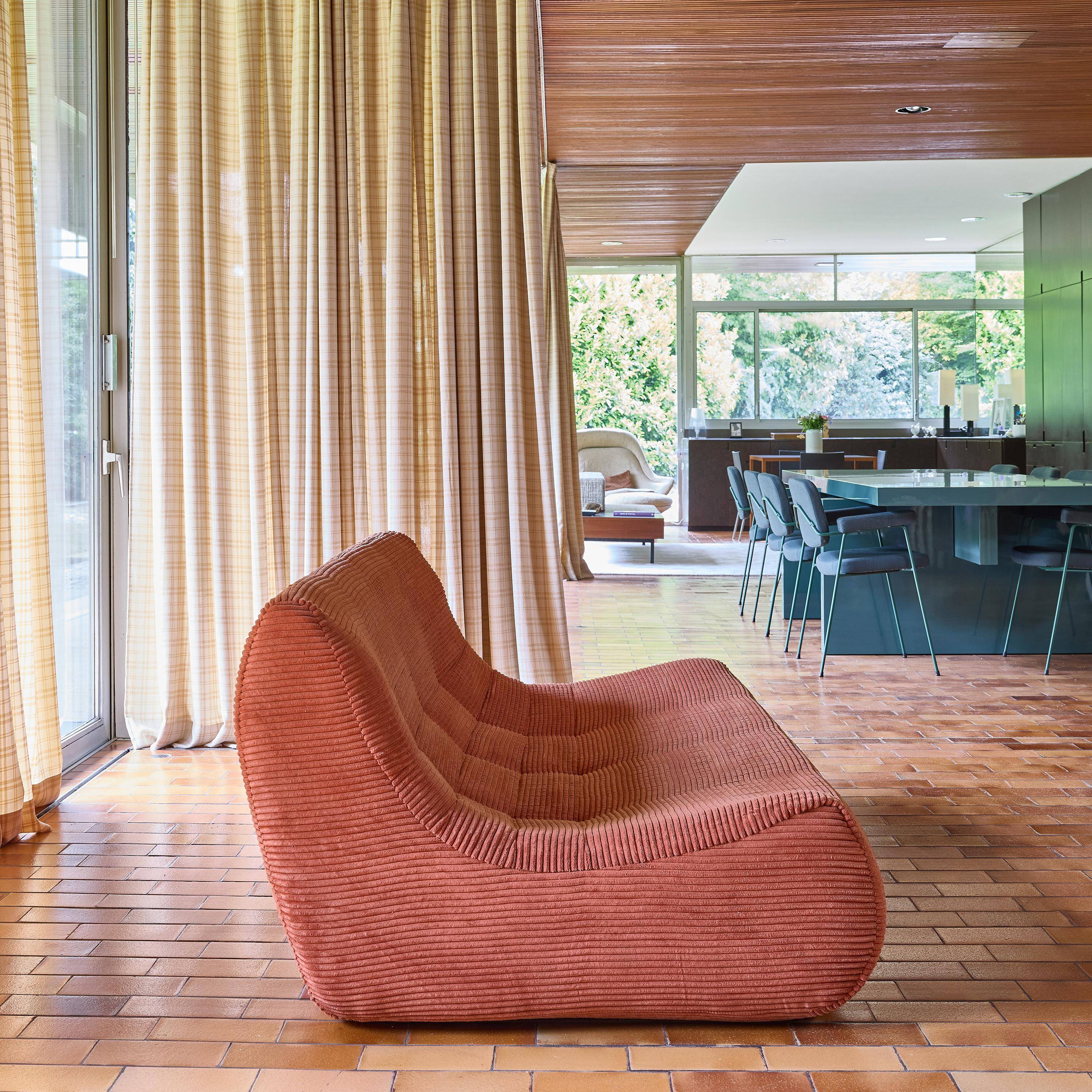 Sofá modular em veludo canelado, 3 lugares Terracota - 182x105x72 cm Photo3