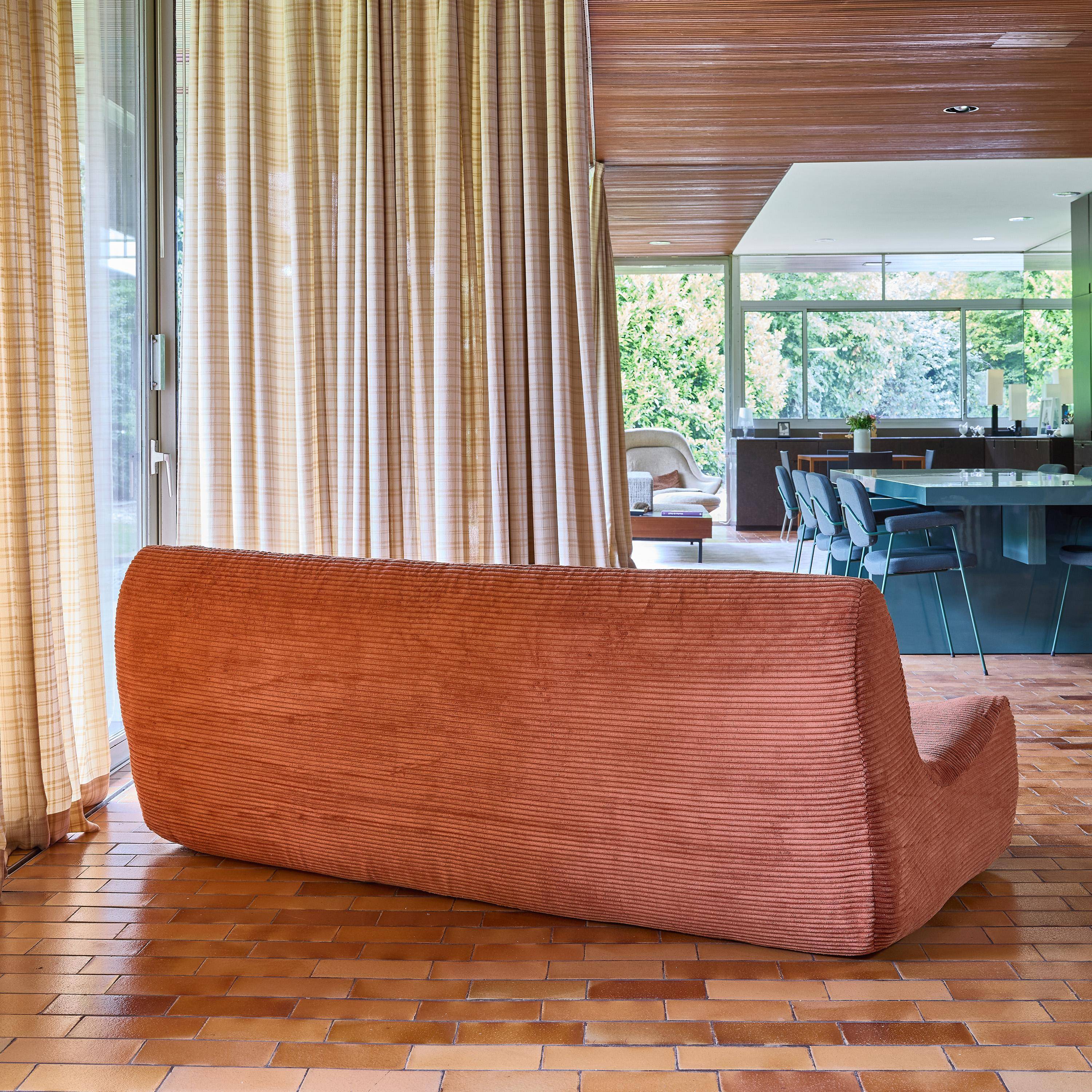 Sofá modular em veludo canelado, 3 lugares Terracota - 182x105x72 cm,sweeek,Photo4