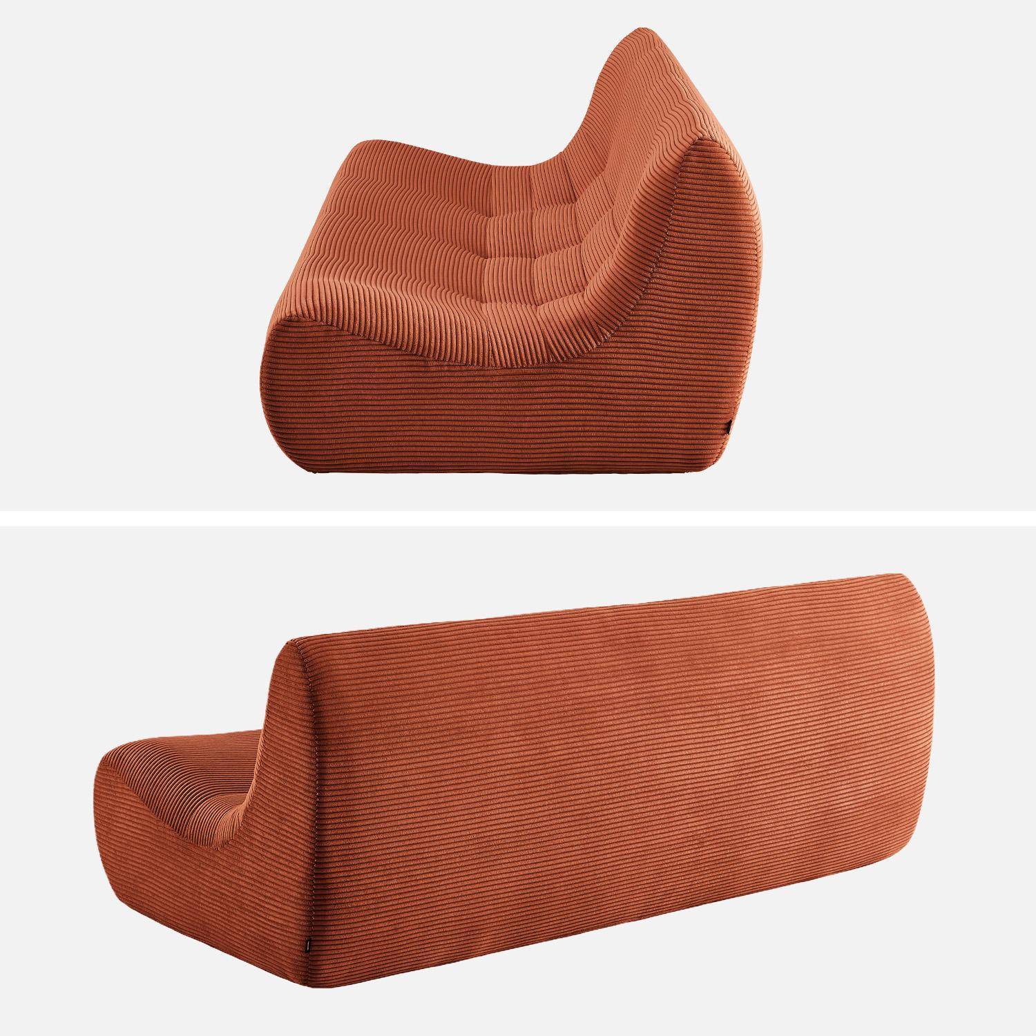 Poltrona in velluto a coste 3 posti Terracotta - 182x105x72 cm,sweeek,Photo4
