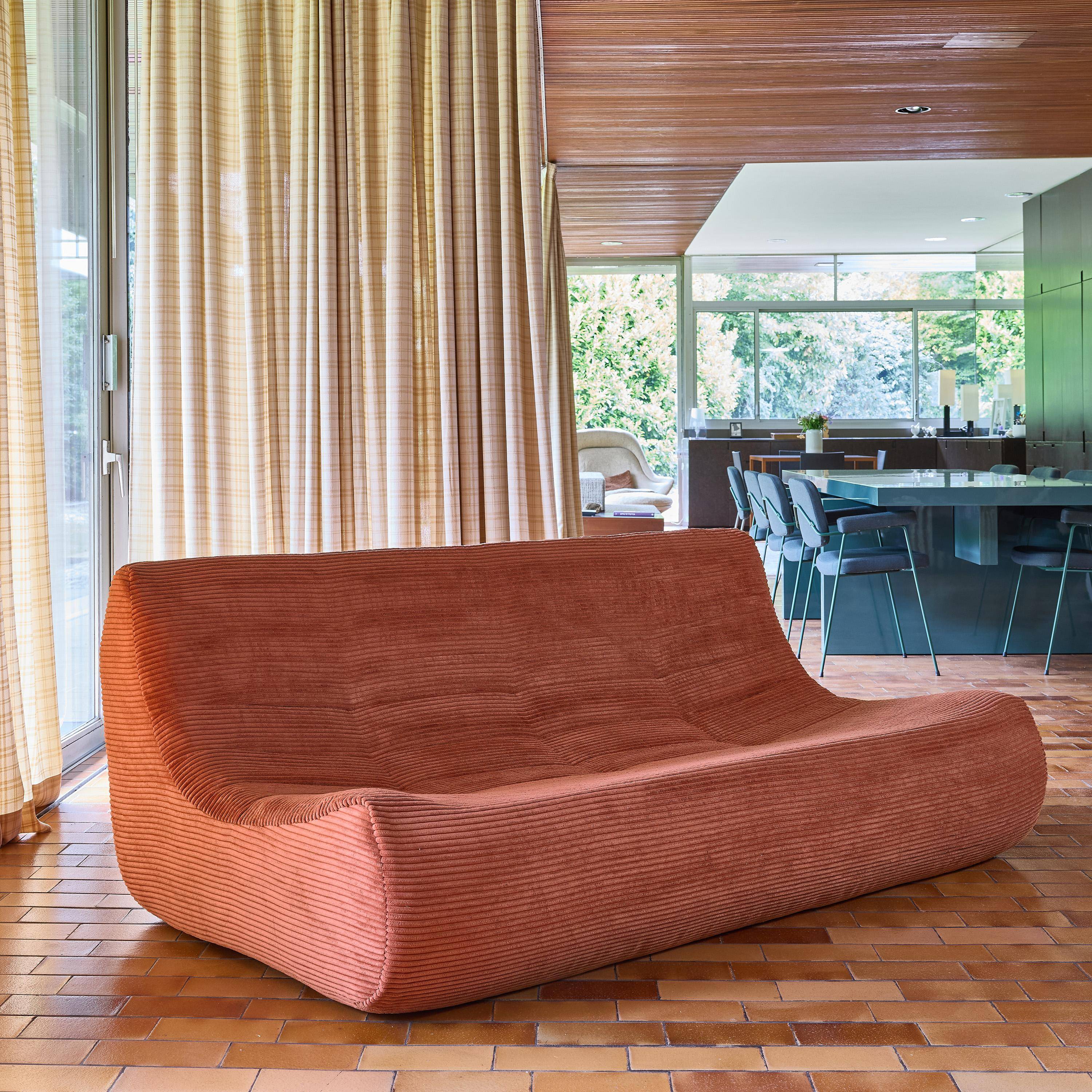 Sofá modular em veludo canelado, 3 lugares Terracota - 182x105x72 cm Photo2