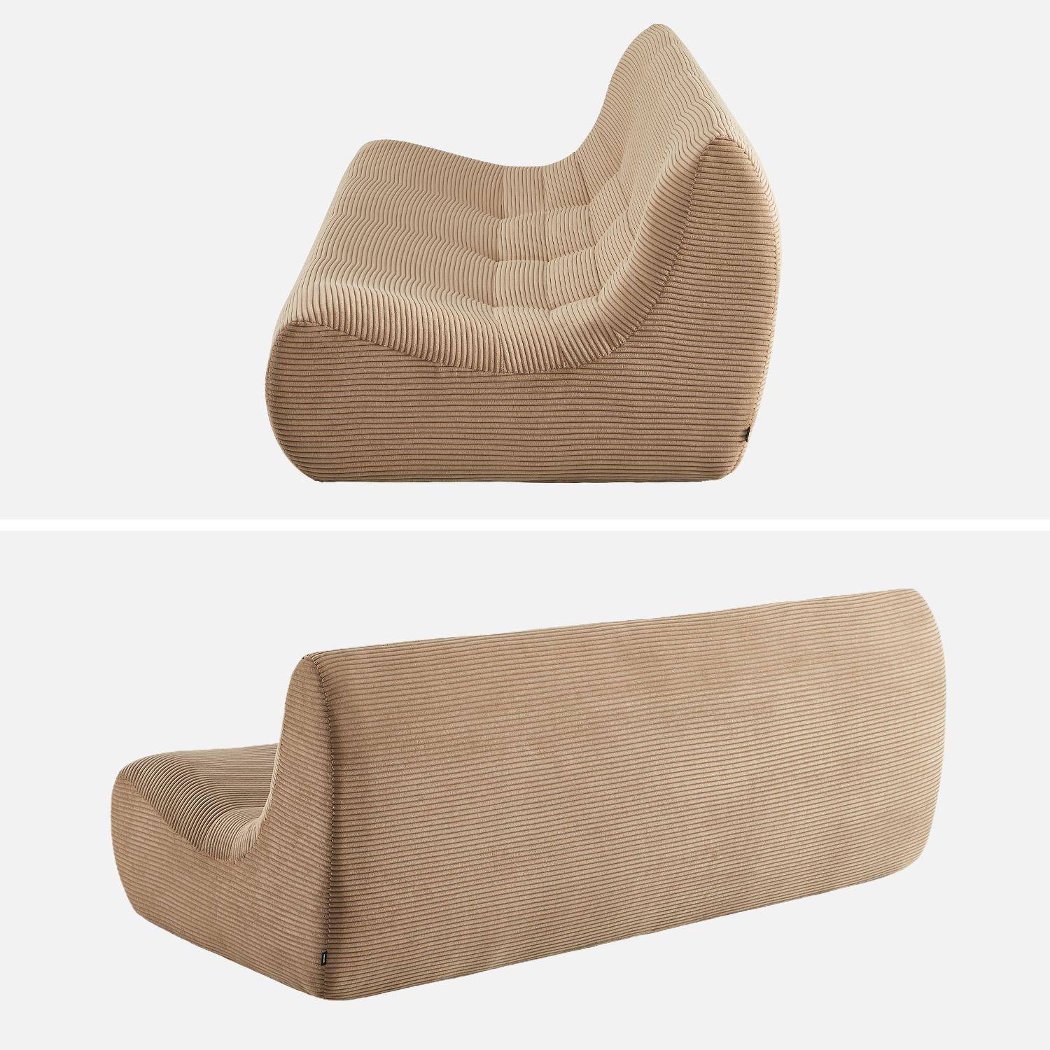 Chauffeuse velours côtelé 3 places beige foncé - Sokol,sweeek,Photo3