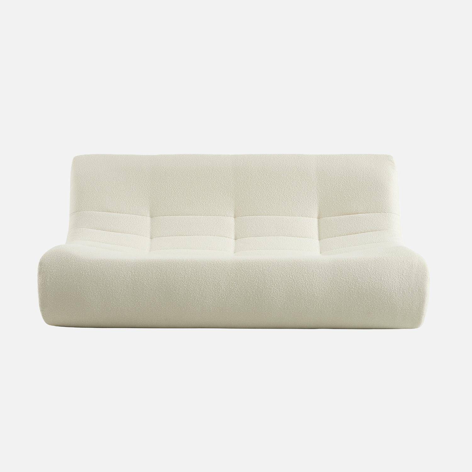 Chauffeuse bouclette texturée 3 places blanc - Sokol,sweeek,Photo2