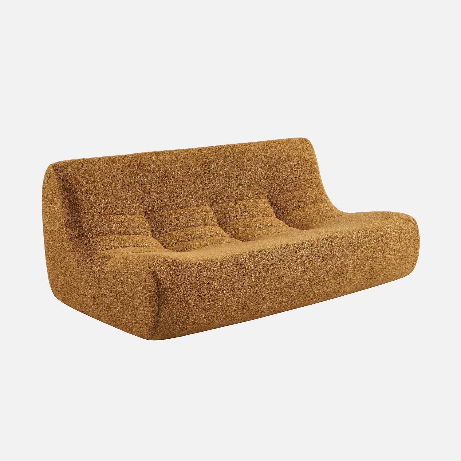 Chauffeuse bouclette texturée 3 places moutarde - Sokol,sweeek,Photo1