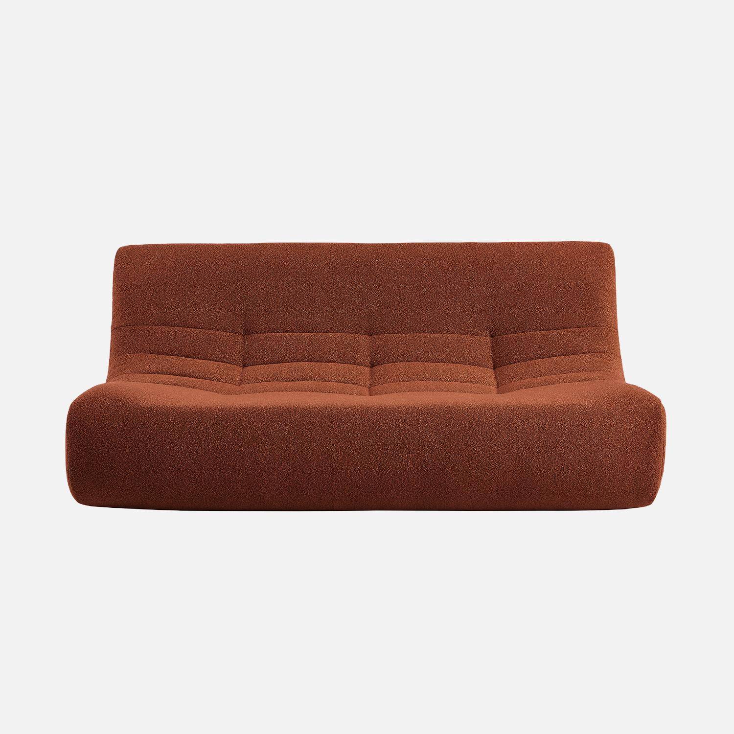 Chauffeuse bouclette texturée 3 places terracotta - Sokol Photo2