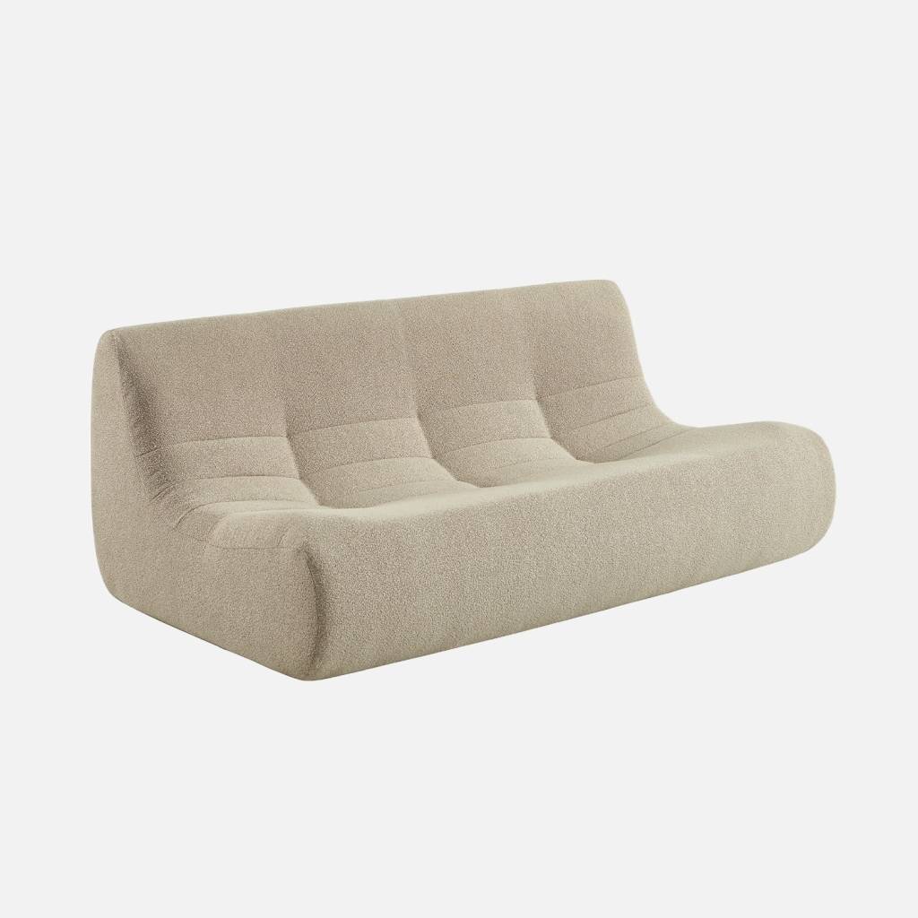 Chauffeuse bouclette texturée 3 places beige