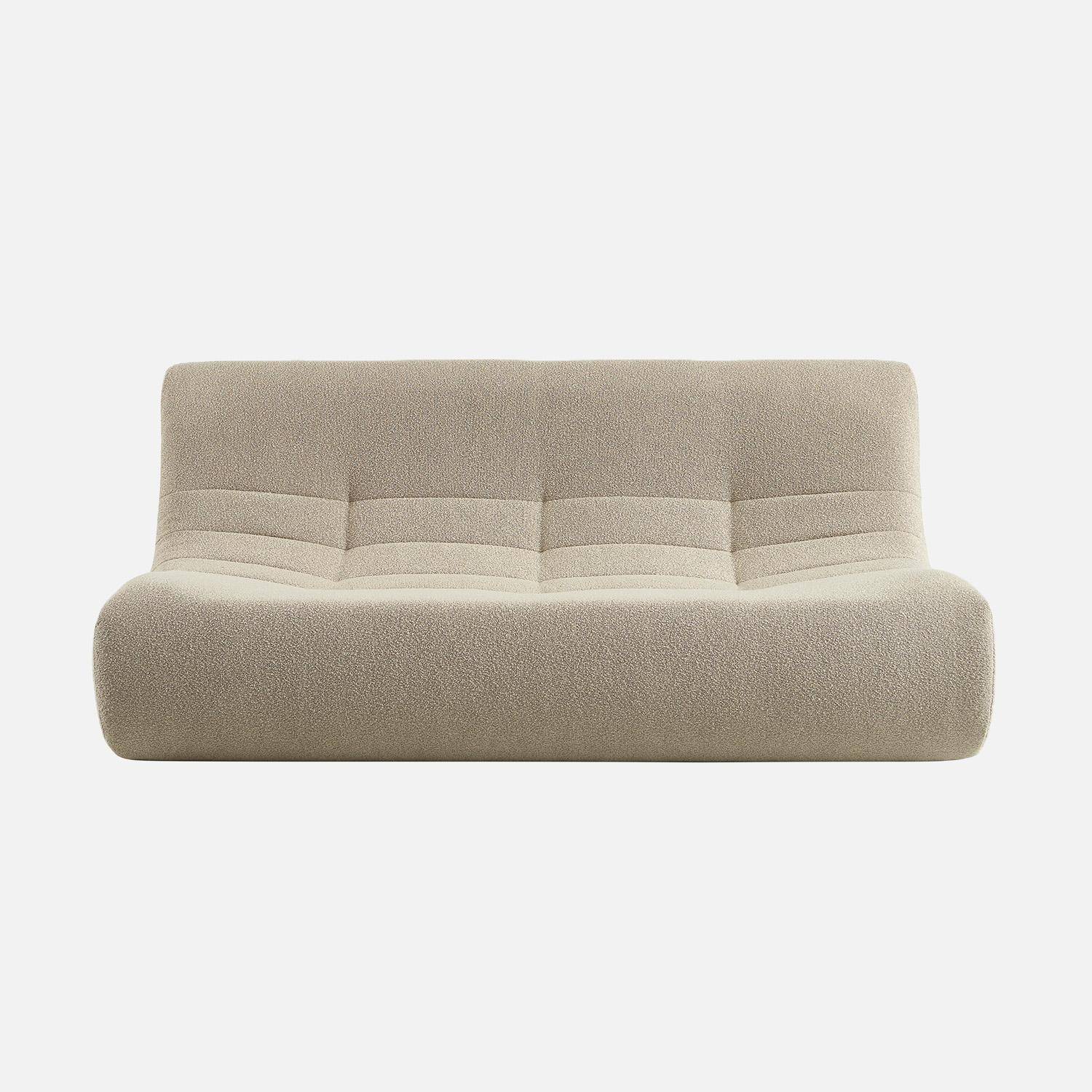 Poltrona a tre posti in tessuto bouclé strutturato Beige - 182x105x72 cm,sweeek,Photo4