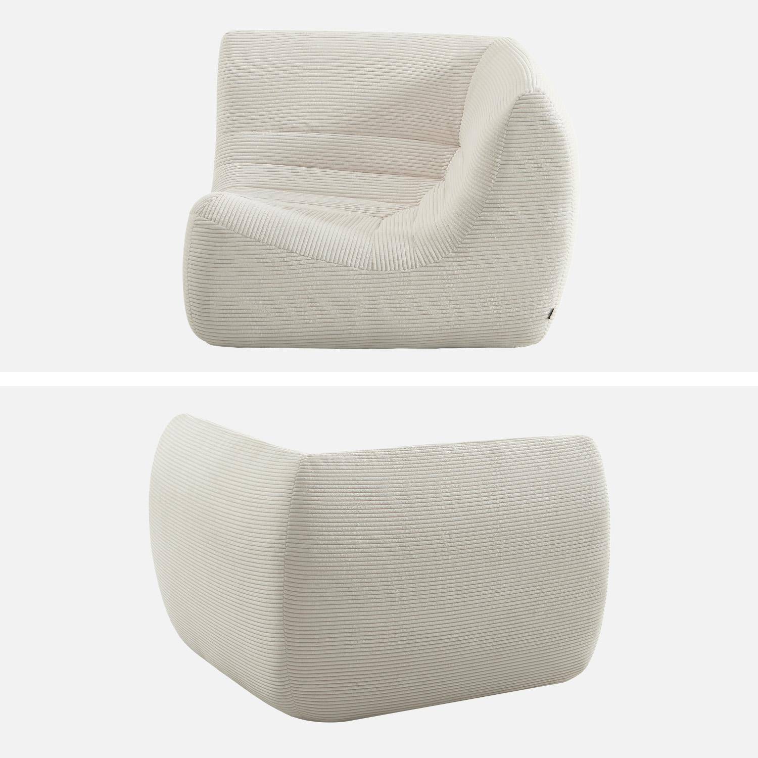 Chauffeuse d'angle velours côtelé 1 place blanc - Sokol Photo3