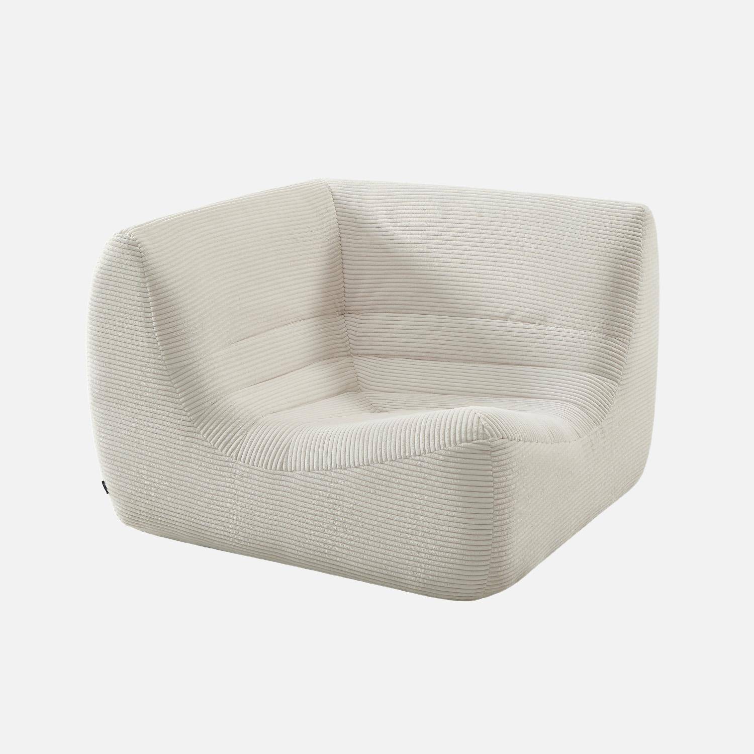 Chauffeuse d'angle velours côtelé 1 place blanc - Sokol,sweeek,Photo1