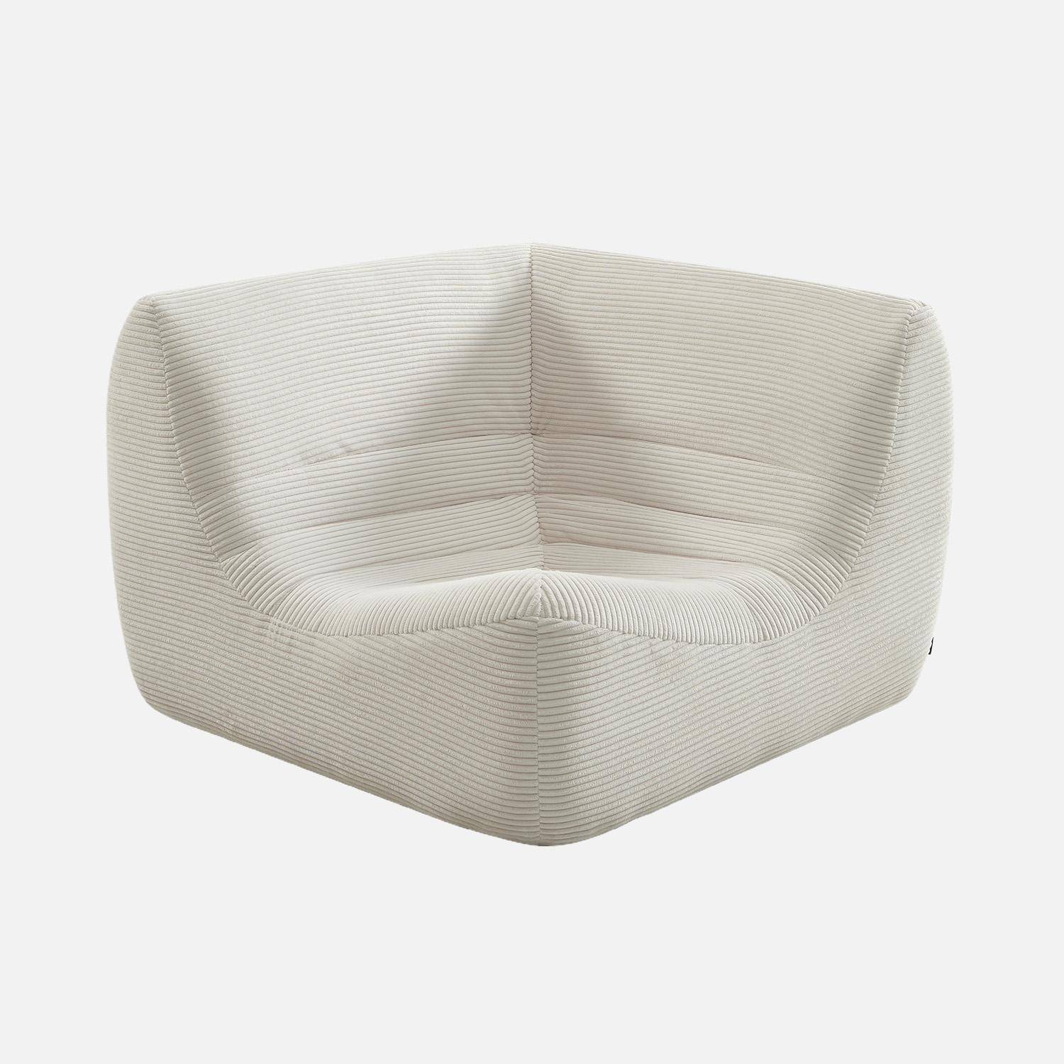 Chauffeuse d'angle velours côtelé 1 place blanc - Sokol Photo2