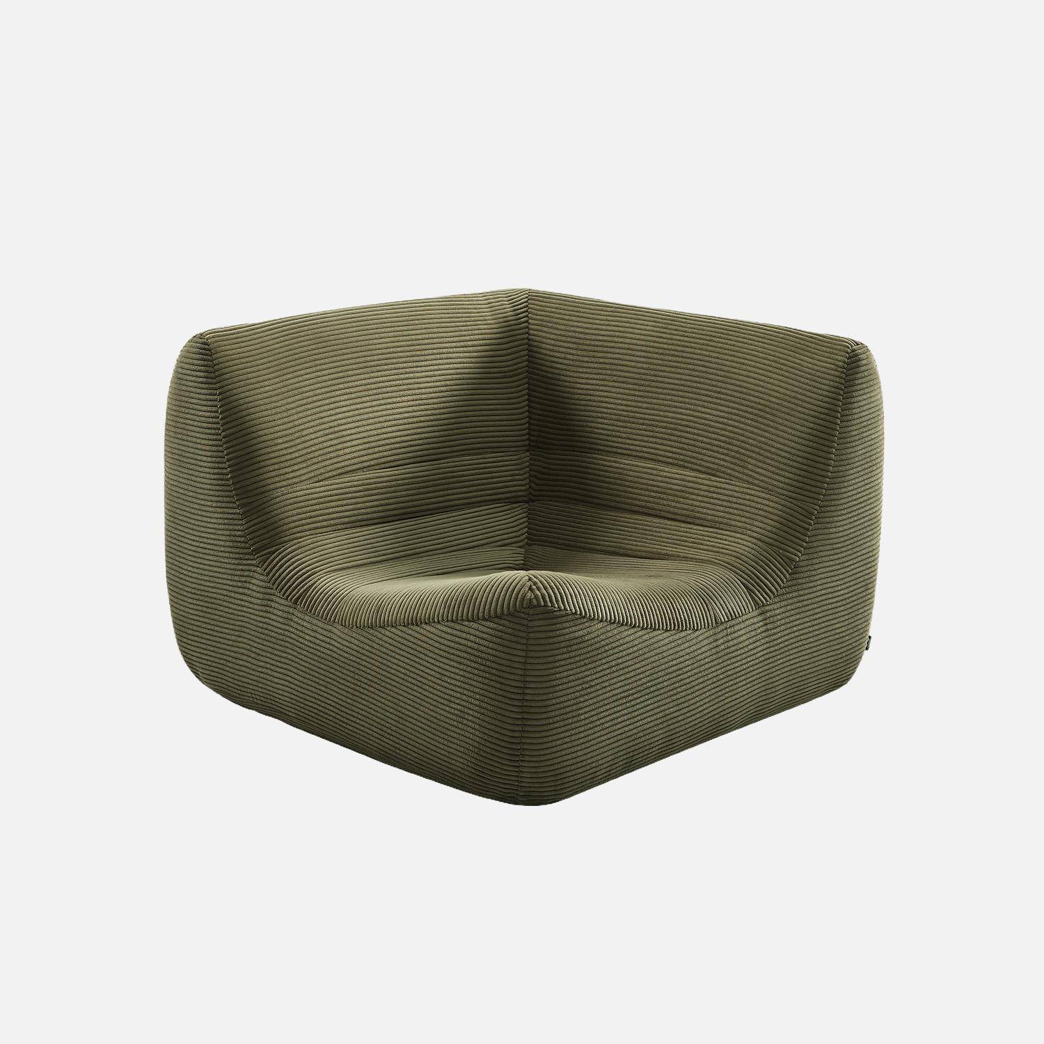 Chauffeuse d'angle velours côtelé 1 place kaki - Sokol,sweeek,Photo2