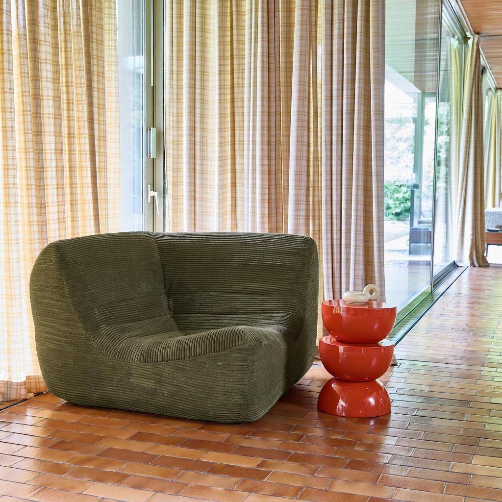 Narożny fotel wypoczynkowy ze sztruksu khaki 1-osobowy - Sokol Photo1
