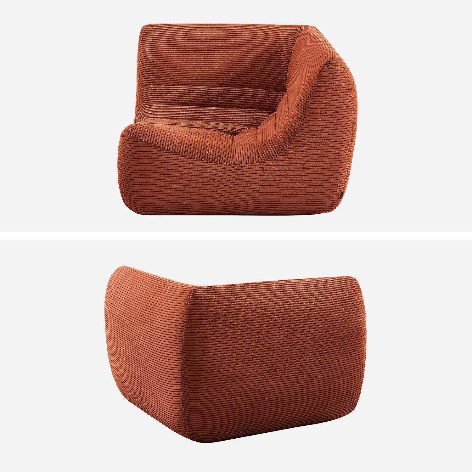 Chauffeuse d'angle velours côtelé 1 place terracotta - Sokol Photo3