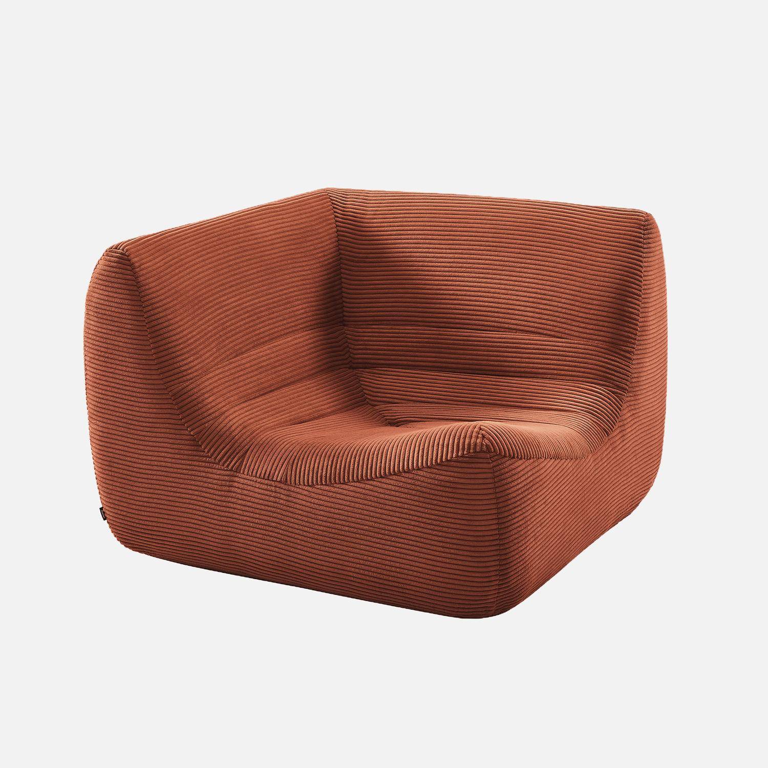 Narożny fotel wypoczynkowy ze sztruksu terakota 1-osobowy - Sokol Photo4