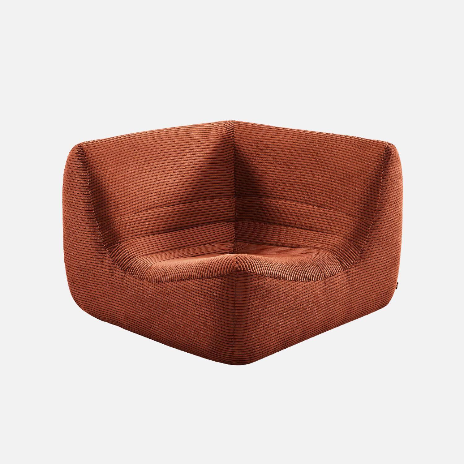 Chauffeuse d'angle velours côtelé 1 place terracotta - Sokol Photo2