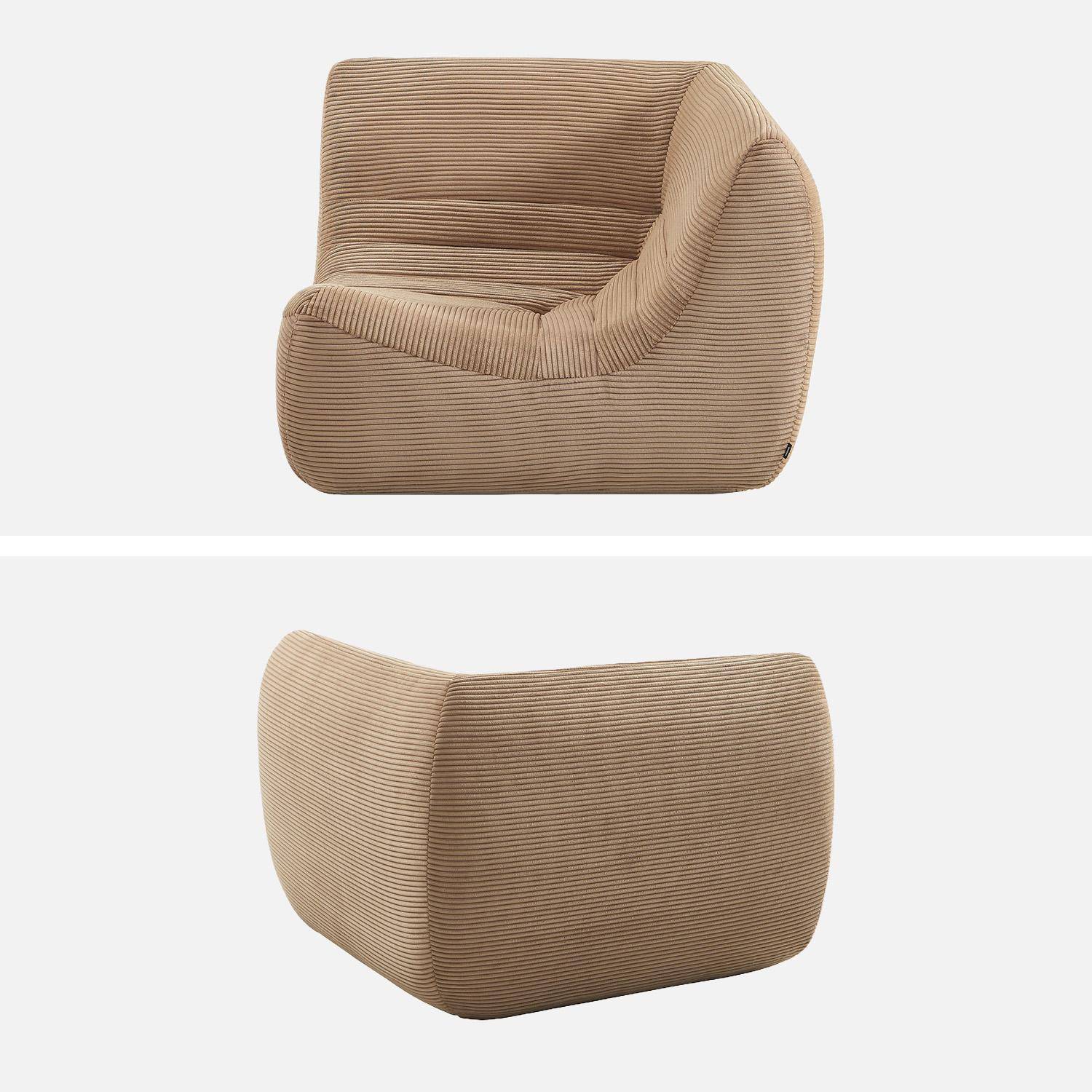 Chauffeuse d'angle velours côtelé 1 place beige foncé - Sokol Photo3