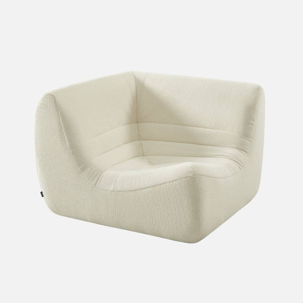Chauffeuse d'angle bouclette texturée 1 place blanc