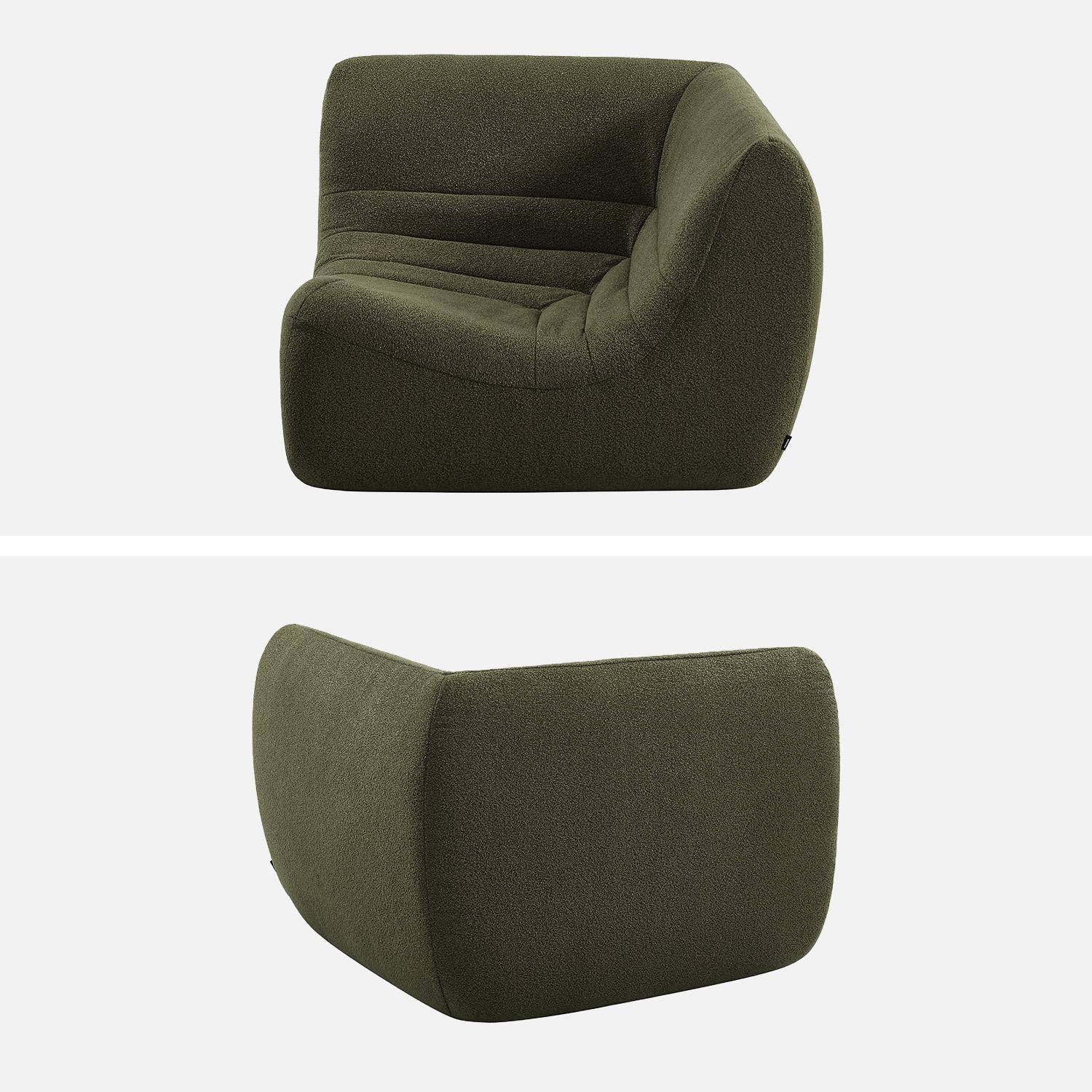 Poltrona angolare in bouclé testurizzato 1 posto Verde kaki - 100x100x72 cm,sweeek,Photo4