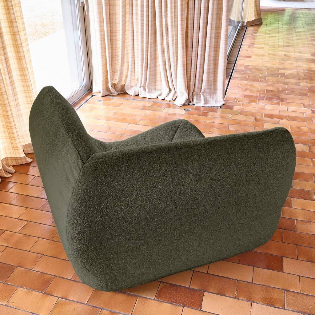 Narożny fotel z teksturowanej tkaniny bouclé khaki, 1-osobowy - Sokol,sweeek,Photo3