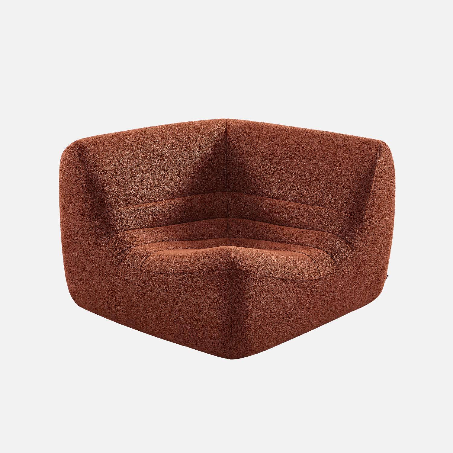 Chauffeuse d'angle bouclette texturée 1 place terracotta - Sokol,sweeek,Photo2