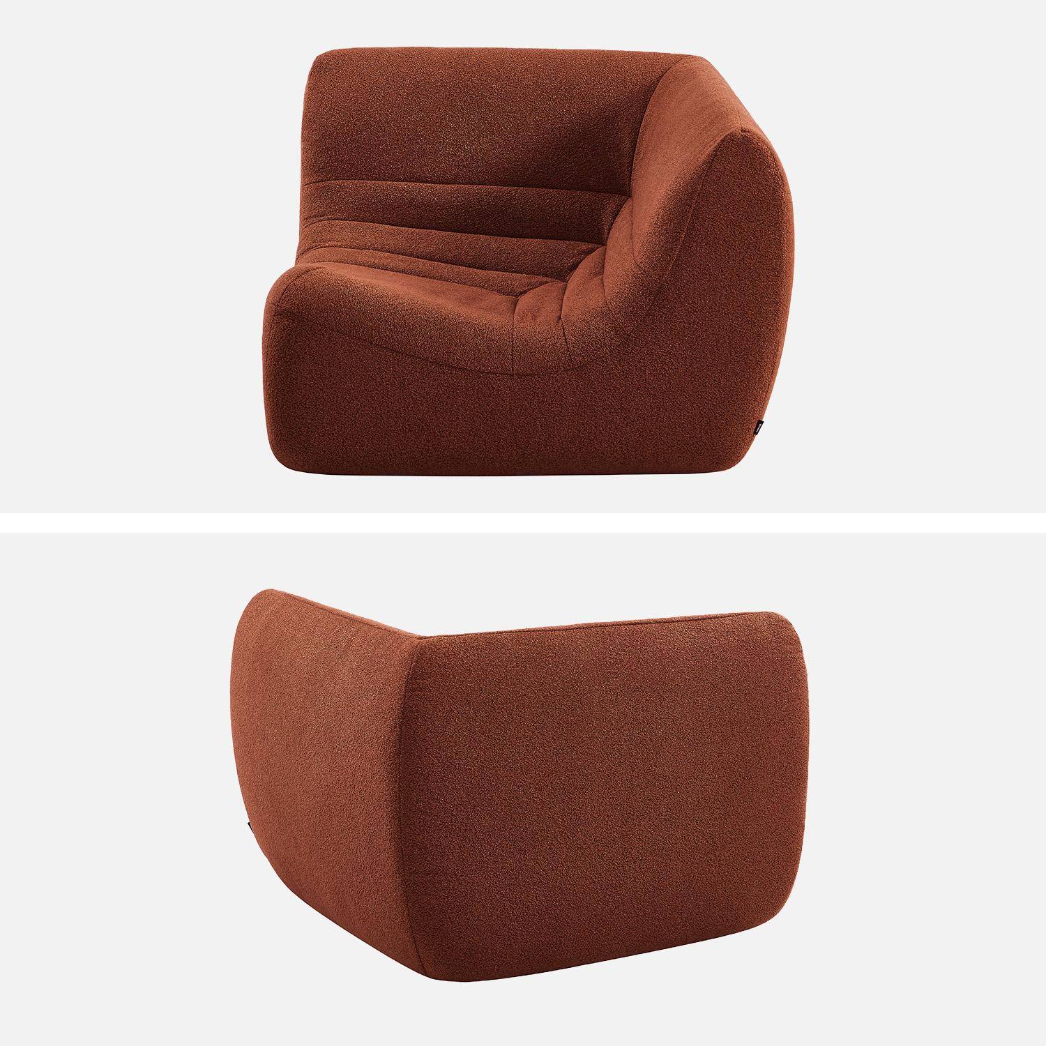 Chauffeuse d'angle bouclette texturée 1 place terracotta - Sokol,sweeek,Photo3