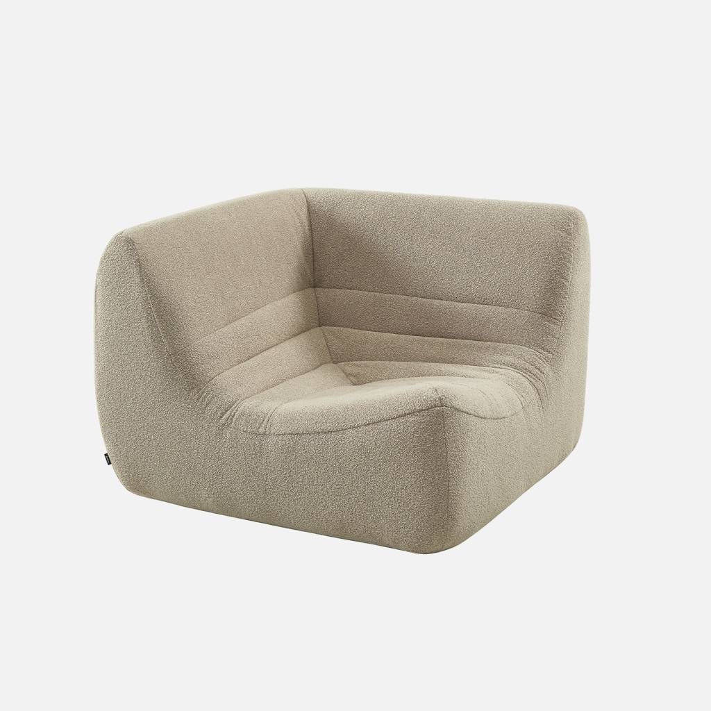 Chauffeuse d'angle bouclette texturée 1 place beige