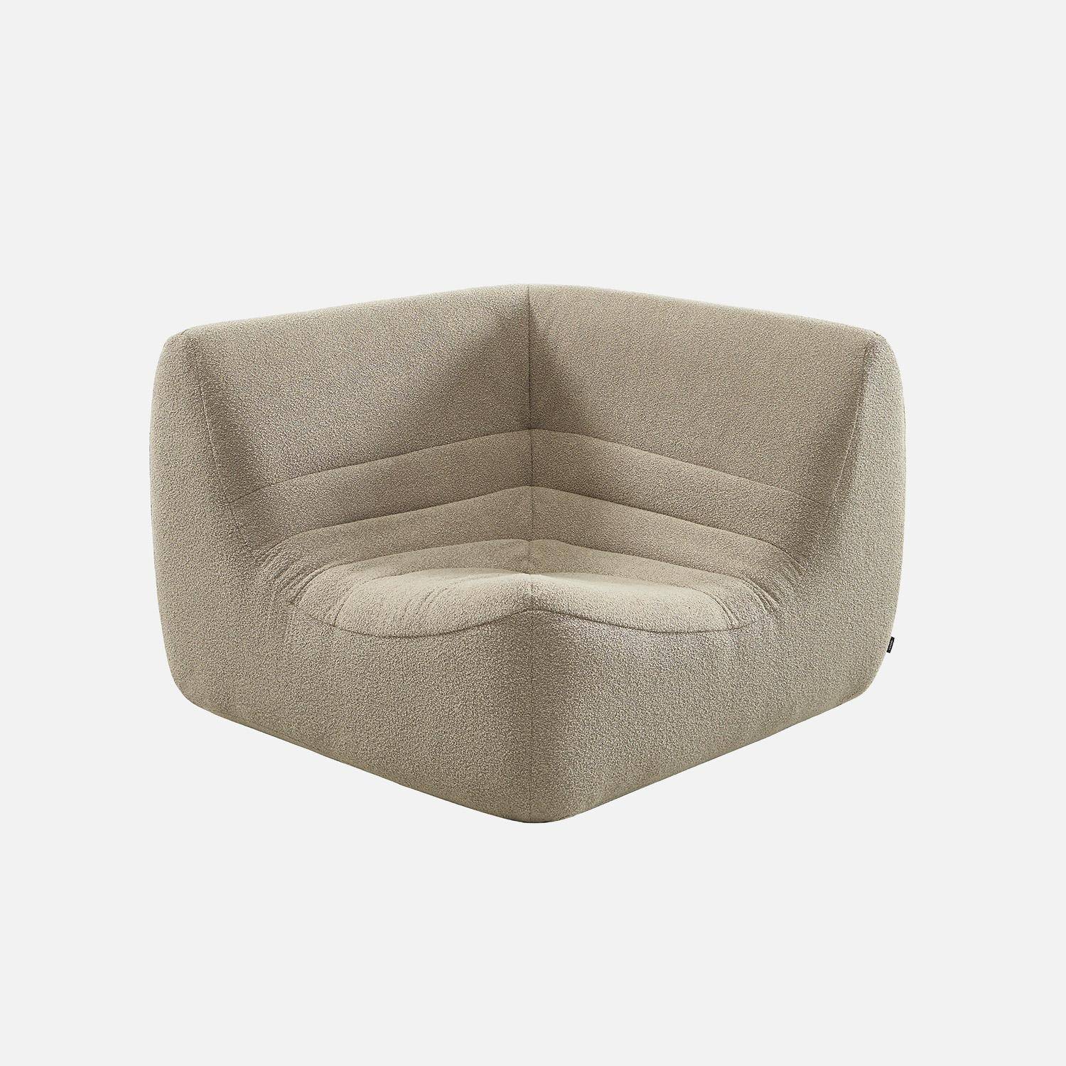 Chauffeuse d'angle bouclette texturée 1 place beige - Sokol,sweeek,Photo2