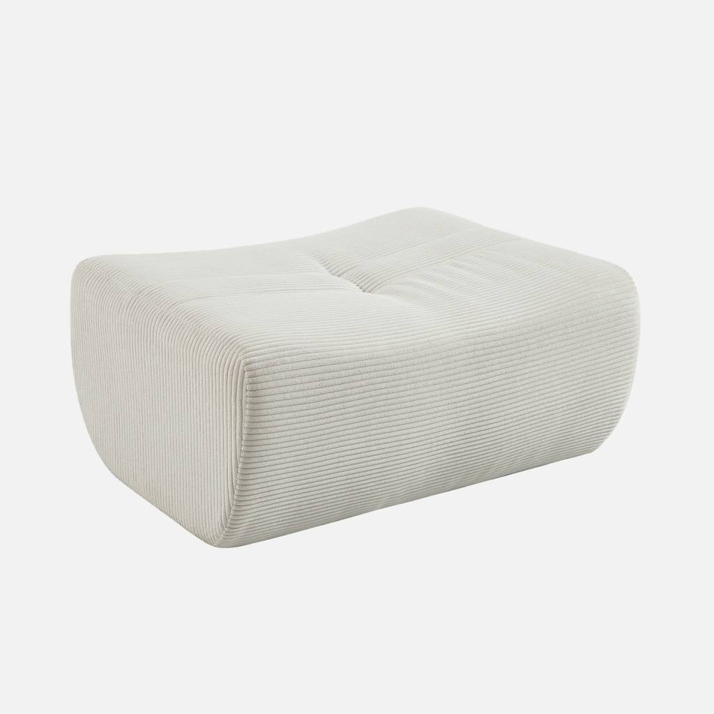 Pouf, repose-pieds velours côtelé blanc