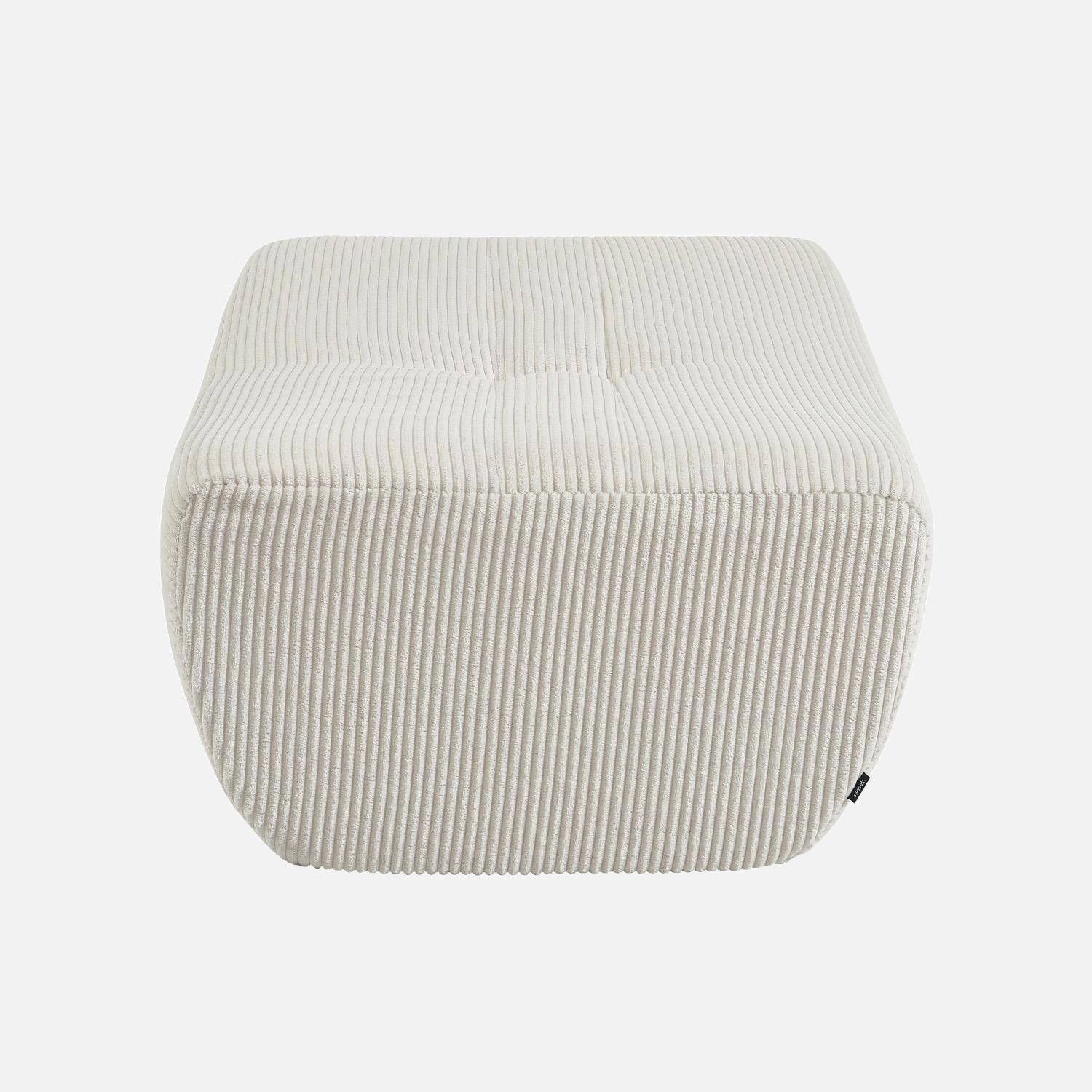 Pouf, repose-pieds pour chauffeuse Sokol velours côtelé blanc - Sokol,sweeek,Photo3