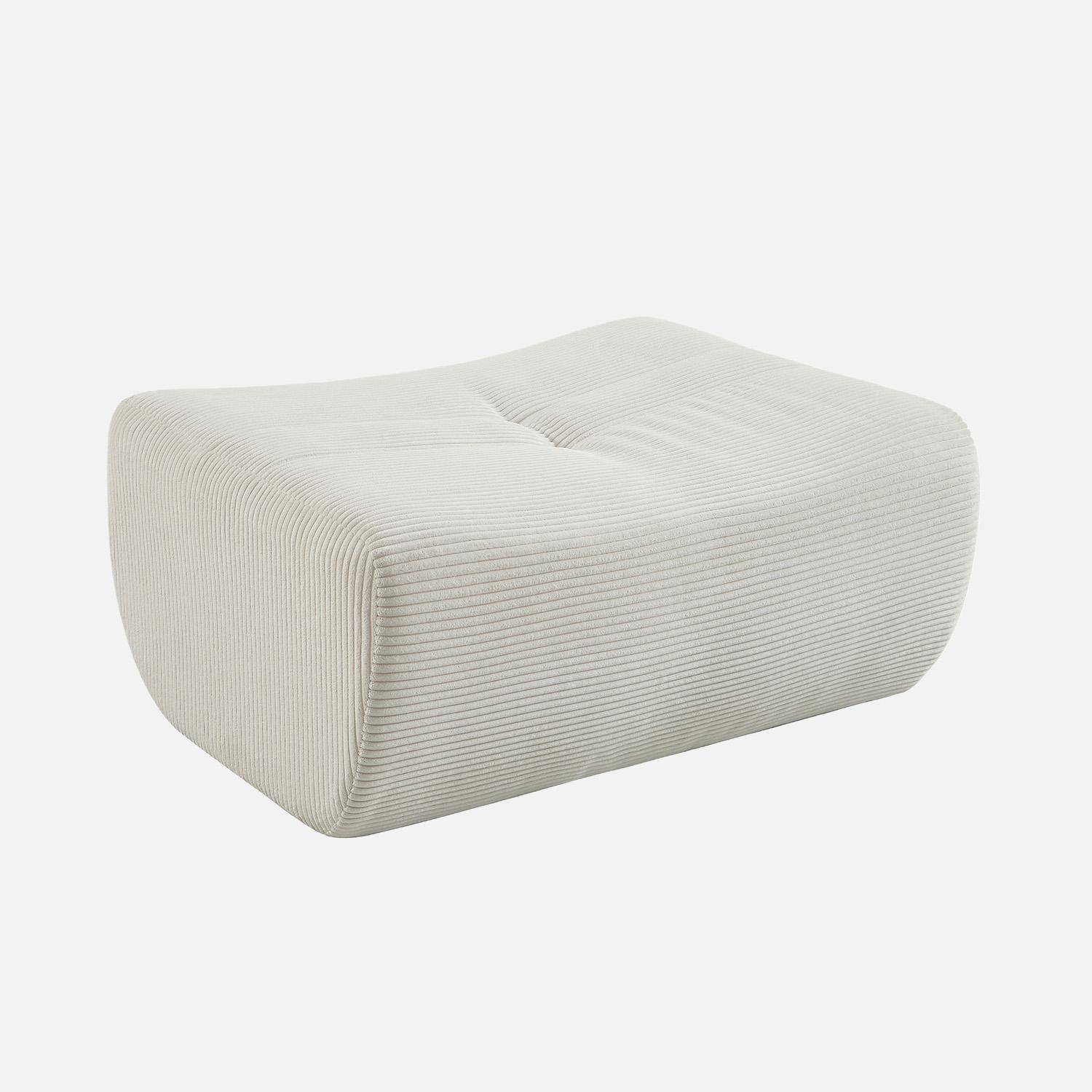 Pouf, repose-pieds pour chauffeuse Sokol velours côtelé blanc - Sokol Photo1