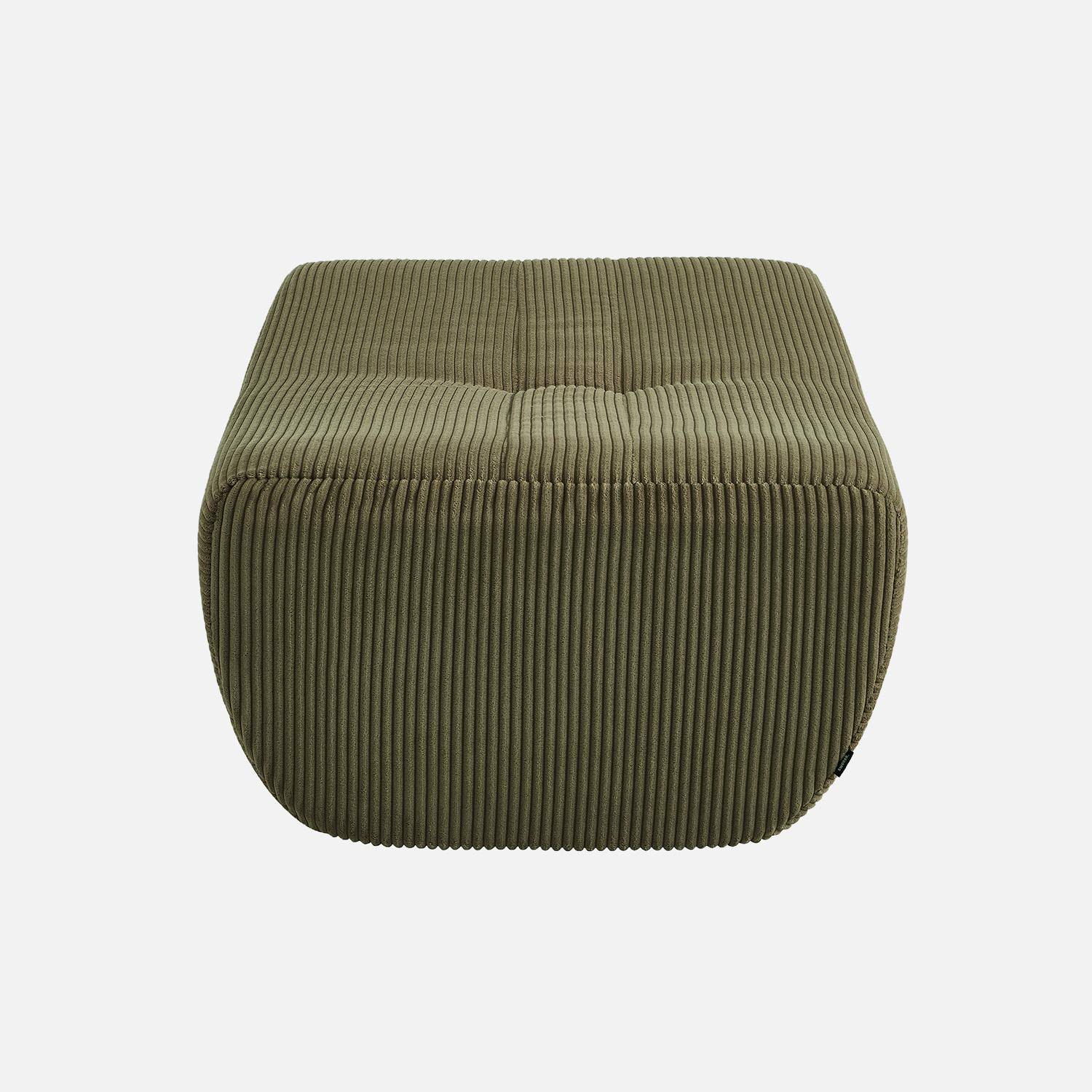 Pouf, repose-pieds pour chauffeuse Sokol velours côtelé kaki - Sokol,sweeek,Photo3