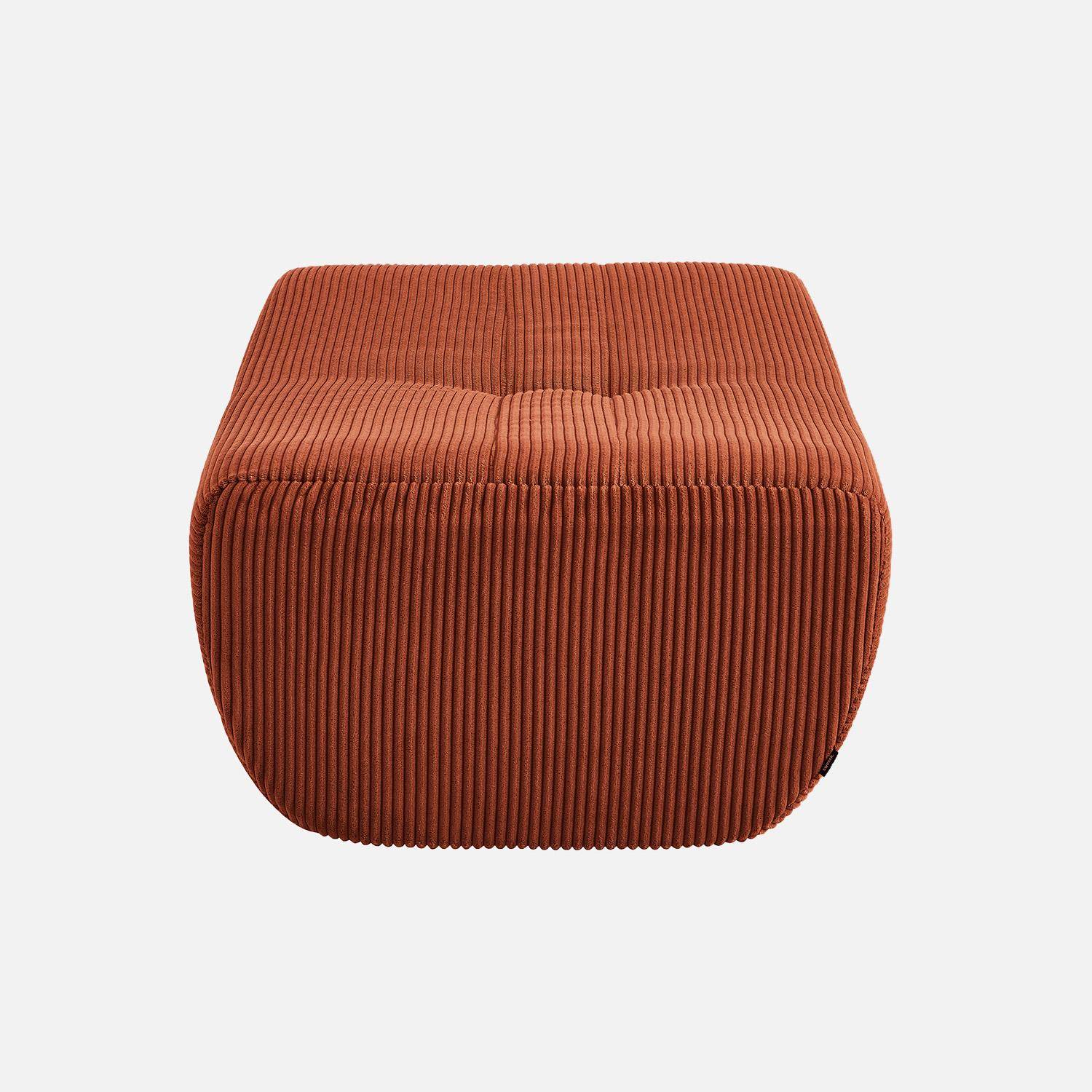 Pouf, repose-pieds pour chauffeuse Sokol velours côtelé terracotta - Sokol Photo3