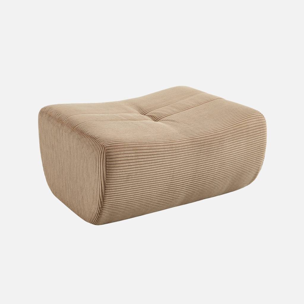 Pouf, repose-pieds velours côtelé beige