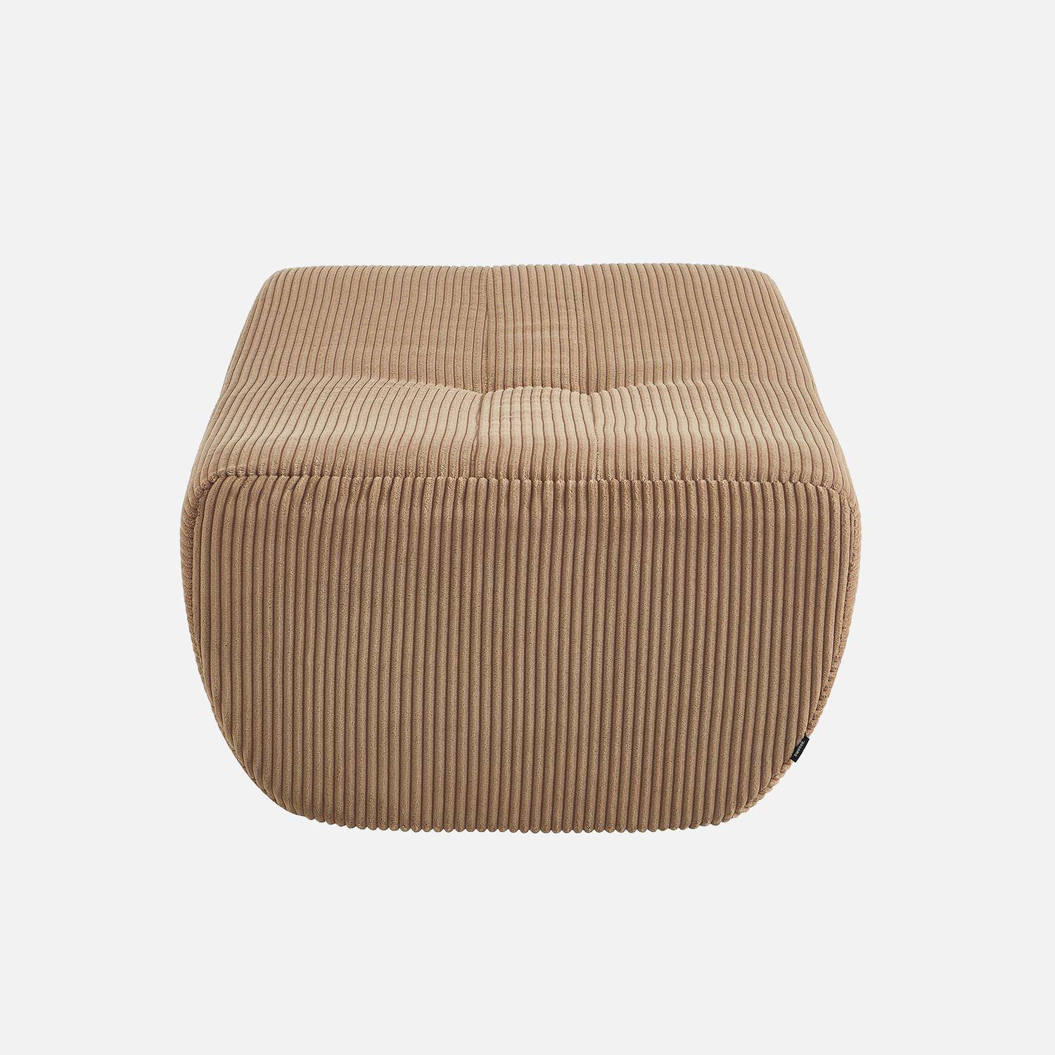 Pouf, repose-pieds pour chauffeuse Sokol velours côtelé beige - Sokol Photo3