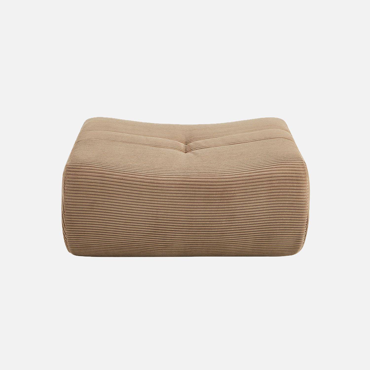 Pouf, repose-pieds pour chauffeuse Sokol velours côtelé beige - Sokol Photo2