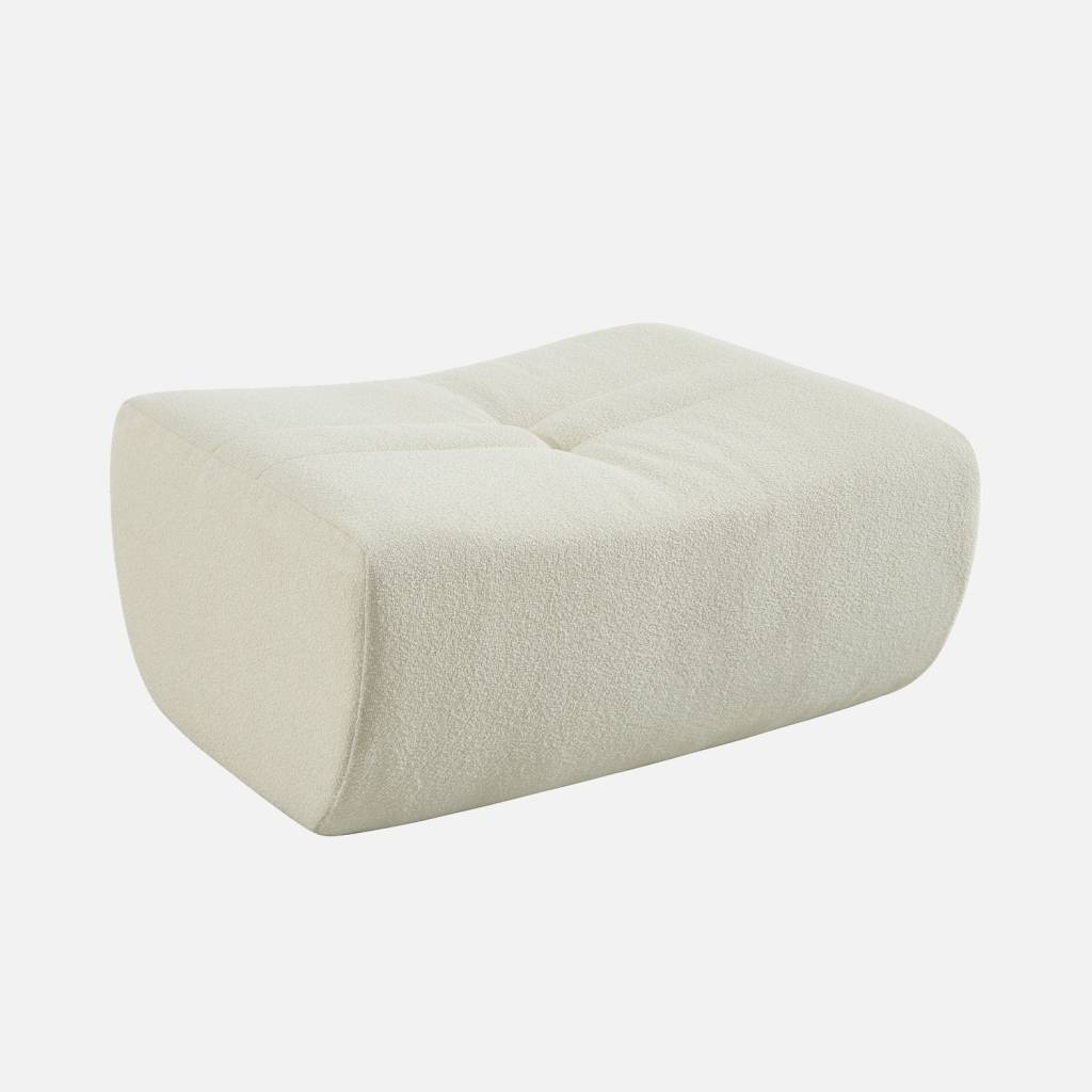 Pouf, repose-pieds bouclette texturée blanc