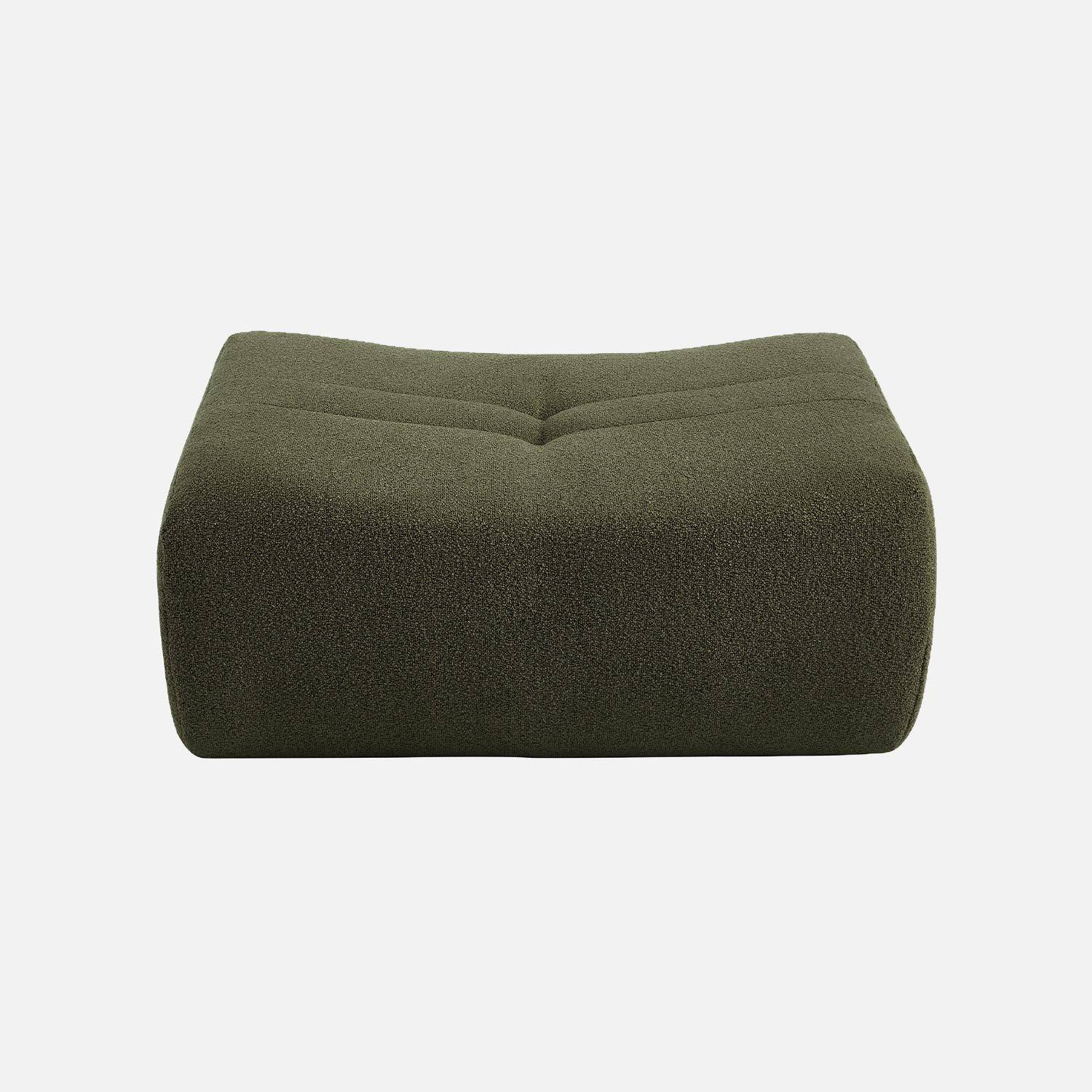 Pouf, repose-pieds pour chauffeuse Sokol bouclette texturée kaki - Sokol,sweeek,Photo2