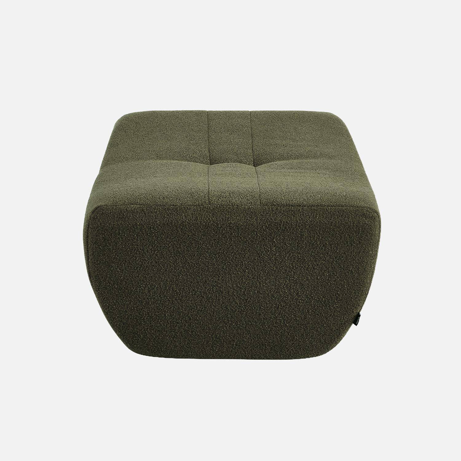 Pouf, repose-pieds pour chauffeuse Sokol bouclette texturée kaki - Sokol,sweeek,Photo3