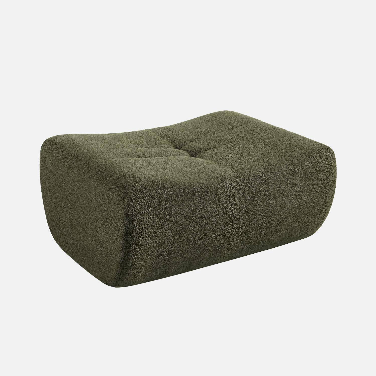 Puf, reposapiés para sillón Sokol con tejido bouclé texturizado Verde kaki - 88x70x35 cm,sweeek,Photo2