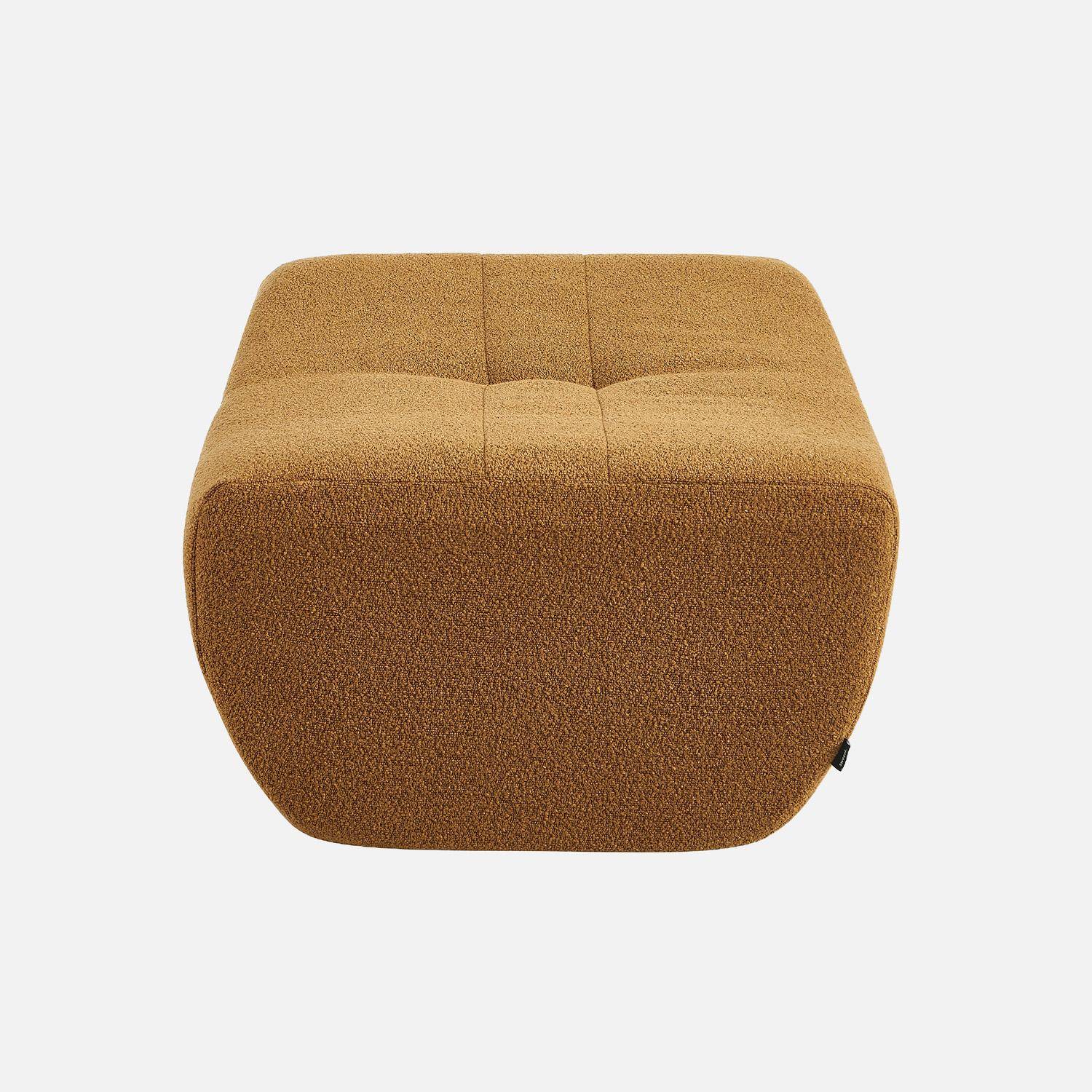 Puf, reposapiés para sillón Sokol con tejido bouclé texturizado Mostaza - 88x70x35 cm,sweeek,Photo4