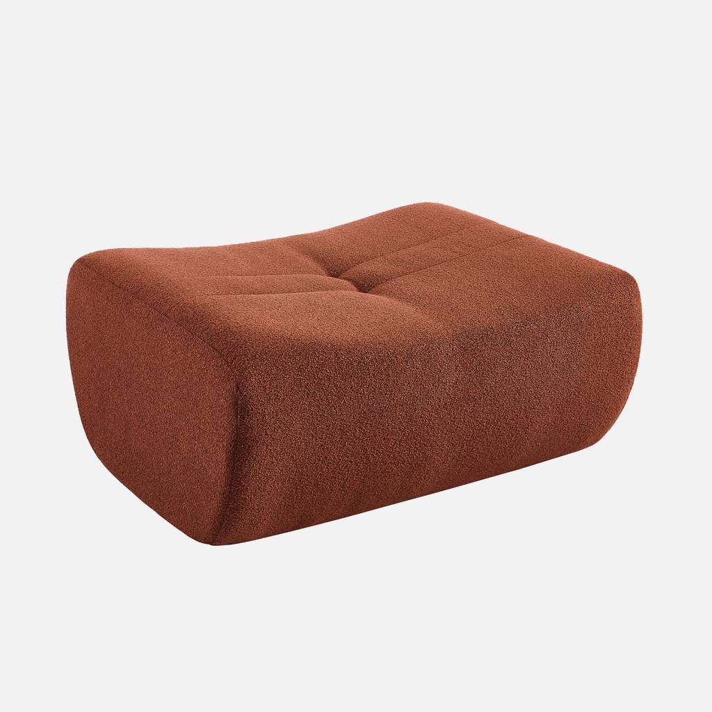 Pouf, repose-pieds bouclette texturée terracotta
