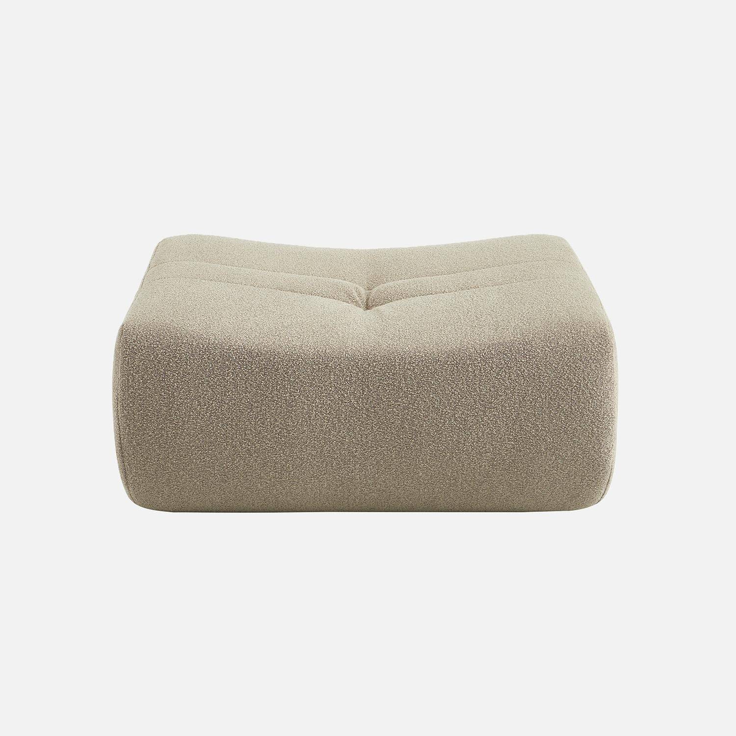 Pouf, repose-pieds pour chauffeuse Sokol bouclette texturée beige - Sokol,sweeek,Photo2