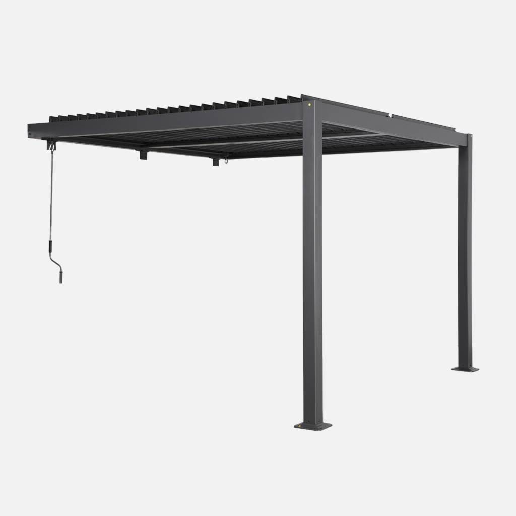 Pergola bioclimatique aluminium adossée 3x3m anthracite