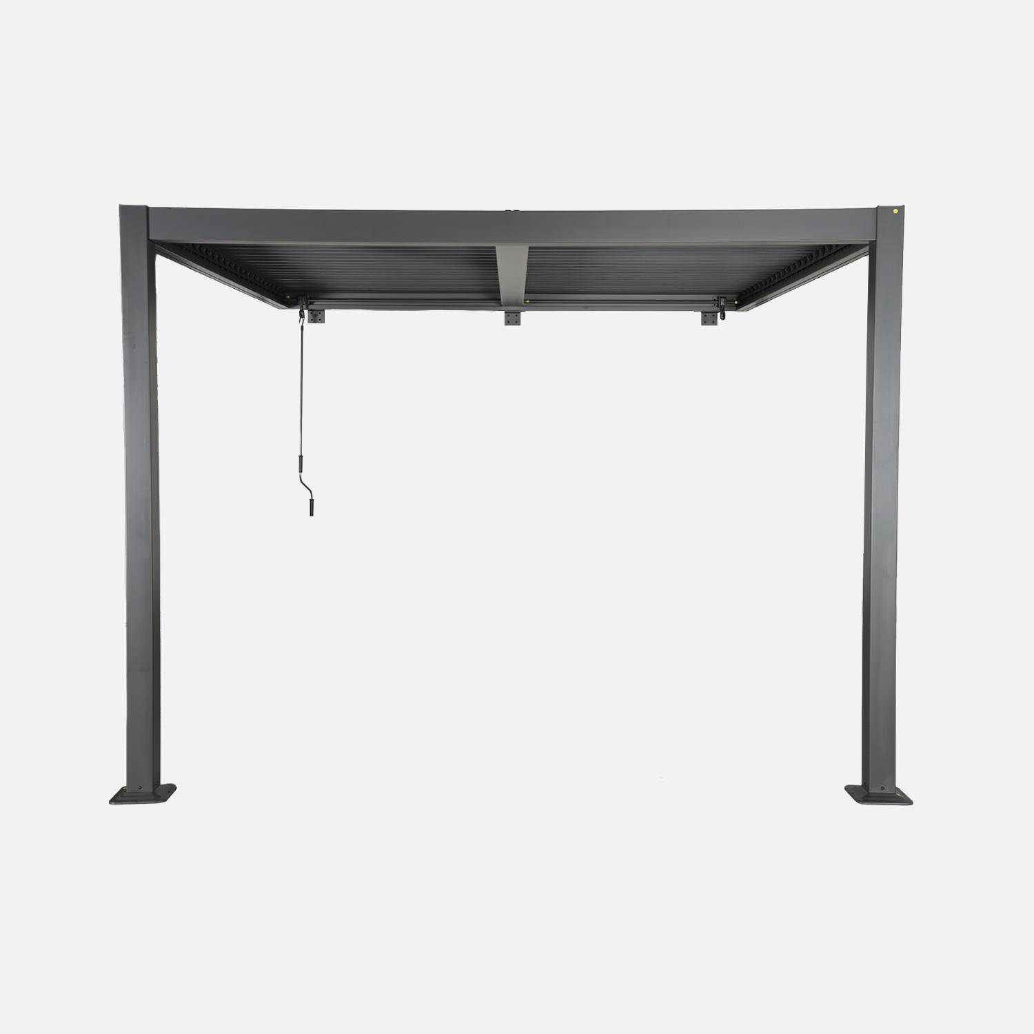Pergola bioclimatique aluminium adossée lames orientables 3x3m Palace anthracite,sweeek,Photo3