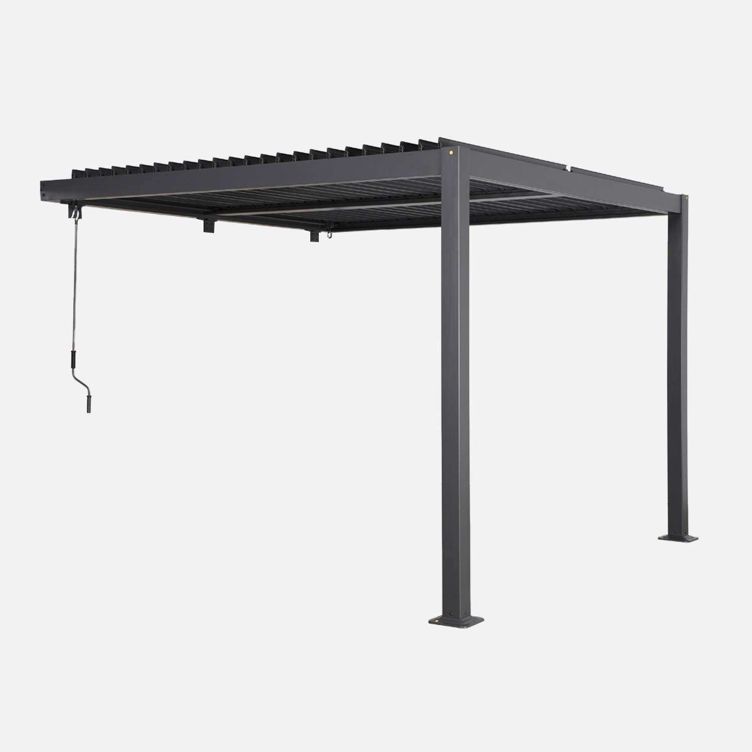 Pergola bioclimatique aluminium adossée lames orientables 3x3m Palace anthracite Photo2
