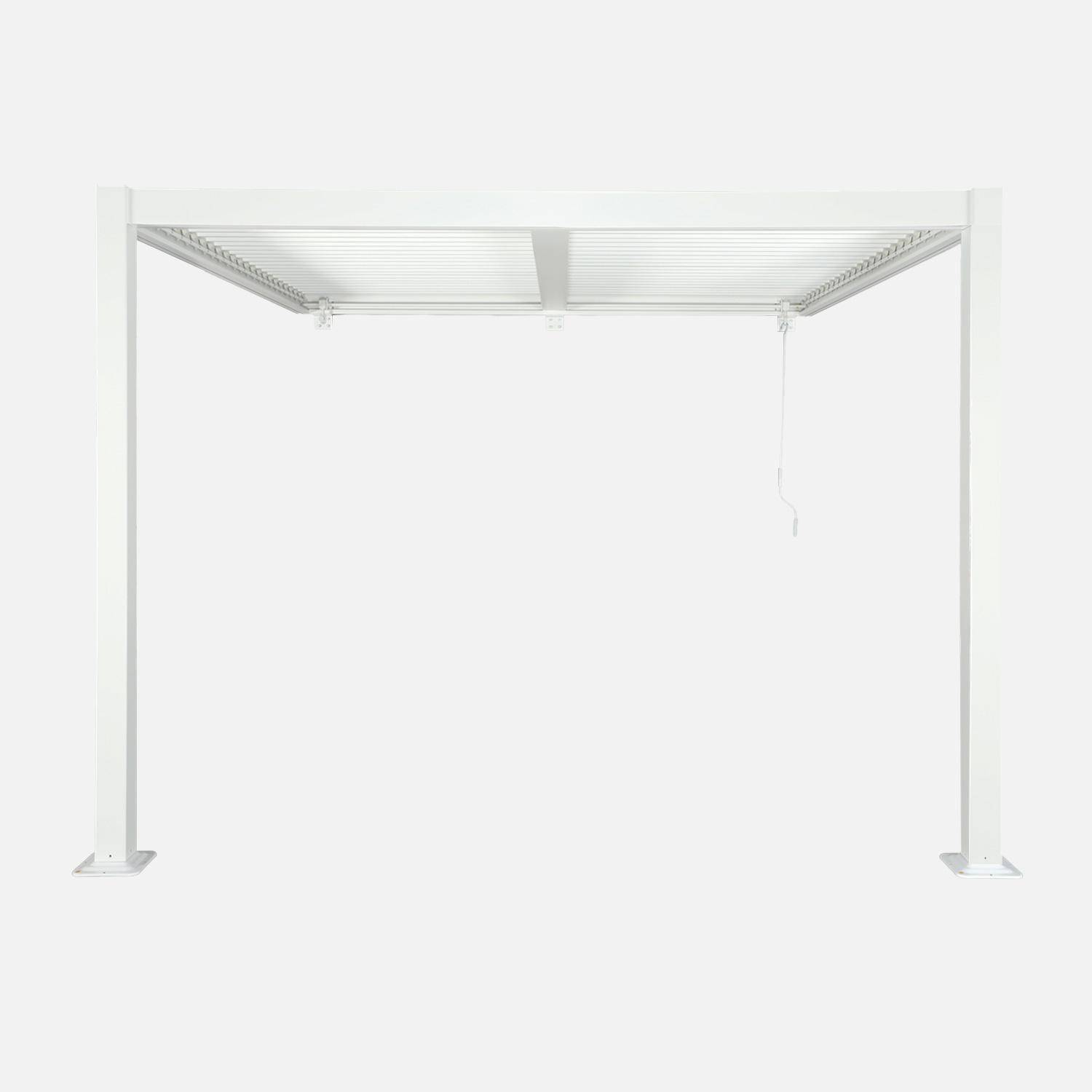 Pergola bioclimatique aluminium adossée lames orientables 3x3m Palace blanc ,sweeek,Photo3