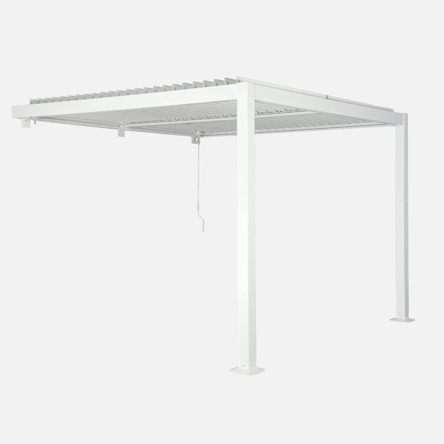 Pergola bioclimatique aluminium adossée lames orientables 3x3m Palace blanc  Photo2