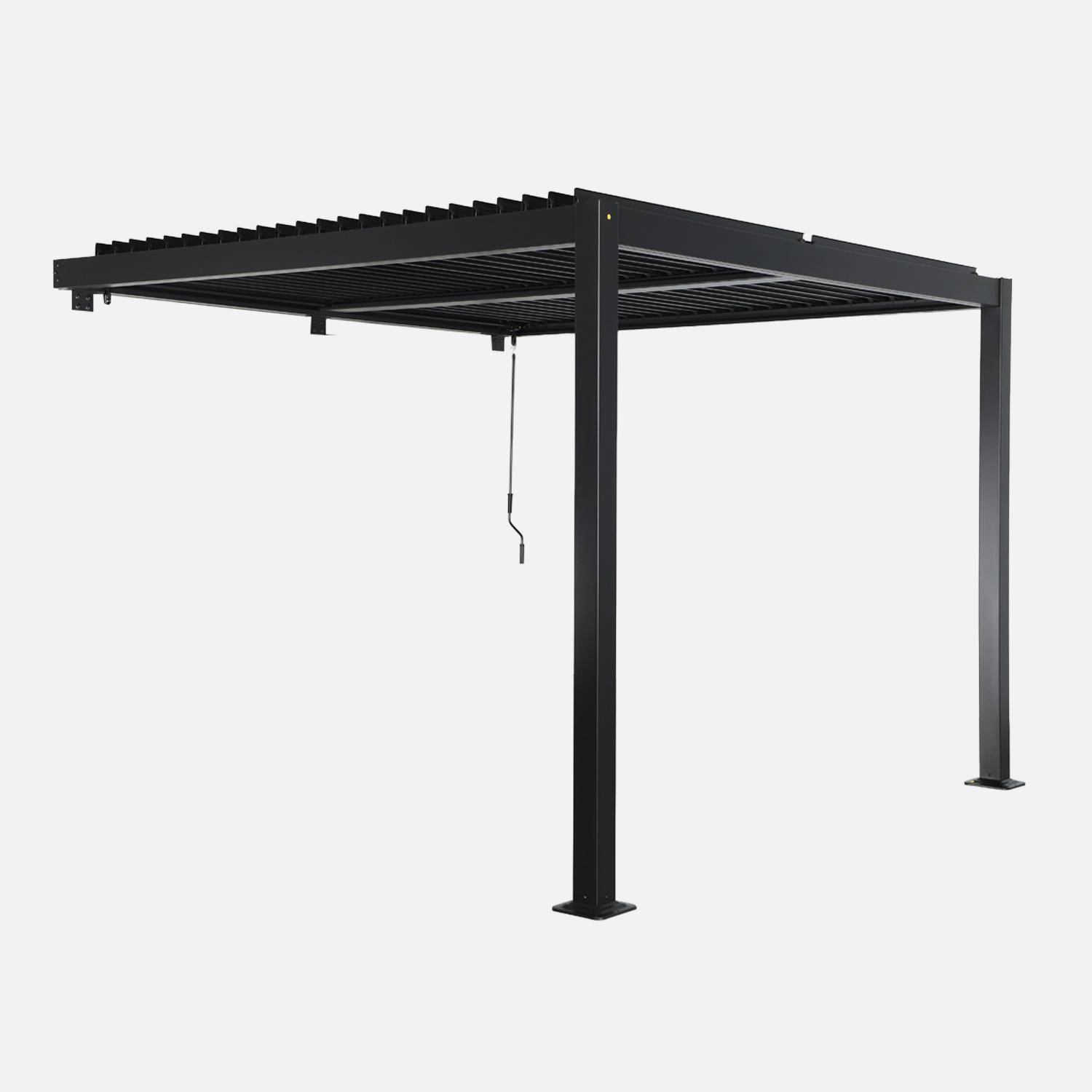 Pergola bioclimatique aluminium adossée lames orientables 3x3m Palace noir,sweeek,Photo2