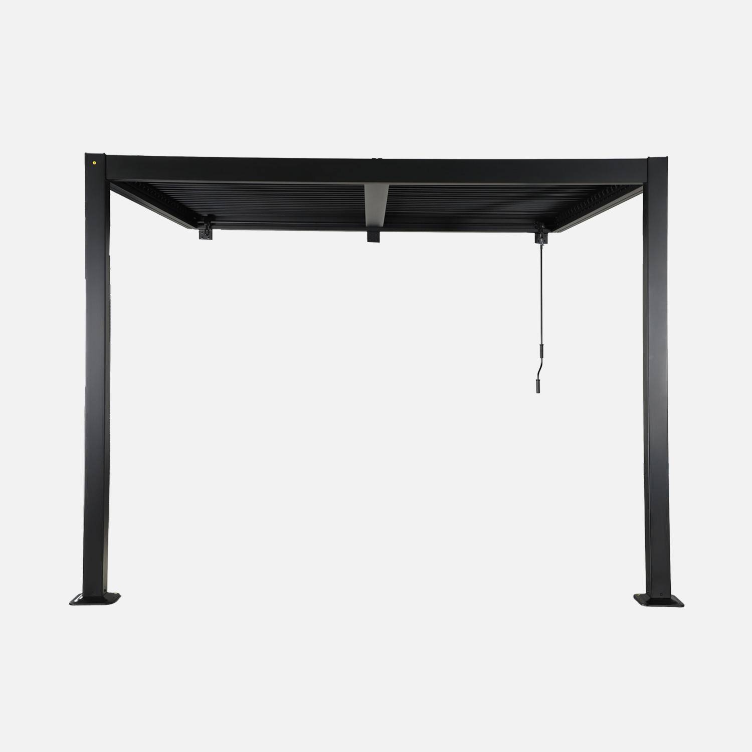 Pergola bioclimatique aluminium adossée lames orientables 3x3m Palace noir Photo3