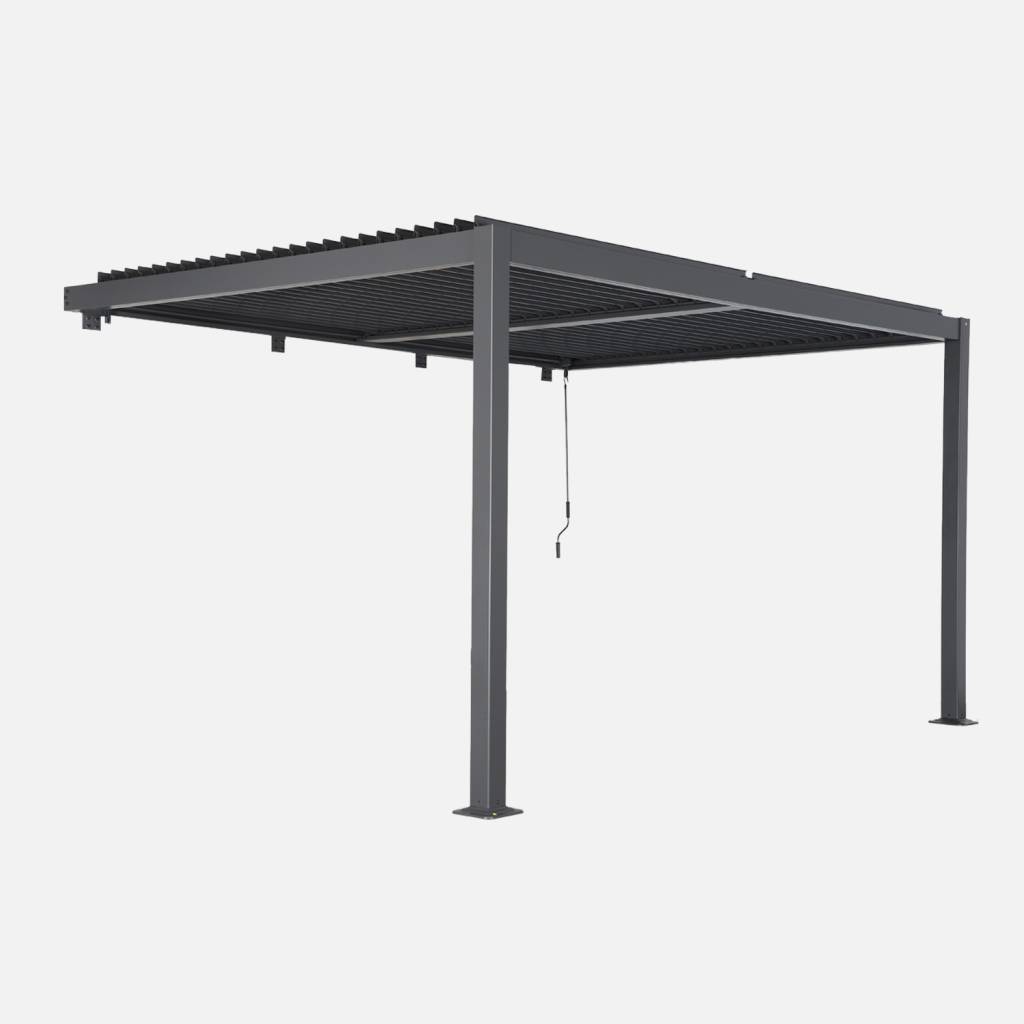 Pergola bioclimatique aluminium adossée 4x3m anthracite